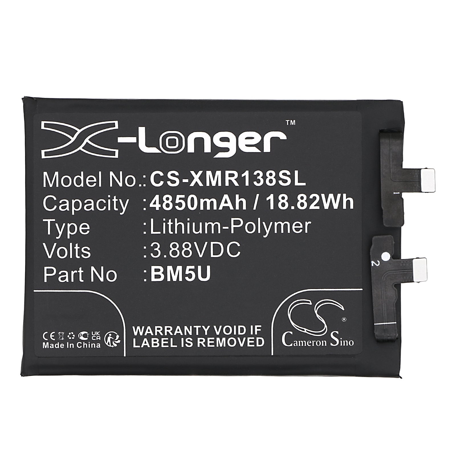 Li-Polymer, Mobile, SmartPhone Battery fits Redmi 23090ra98c, Note 13 Pro+, 3.88V, 4850mAh Mobile, SmartPhone Cameron Sino Technology Limited