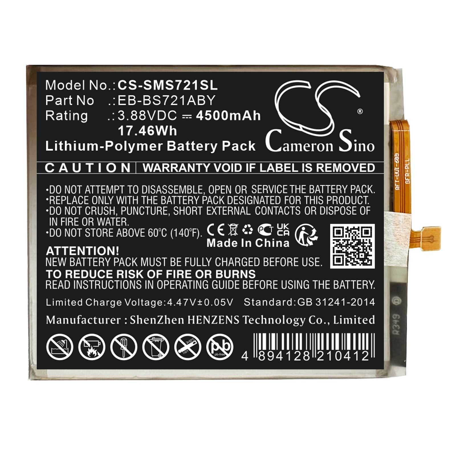 Li-Polymer, Mobile, SmartPhone Battery fits Samsung Galaxy S24 Fe, Sm-s721, 3.88V, 4500mAh Mobile & SmartPhone Cameron Sino Technology Limited