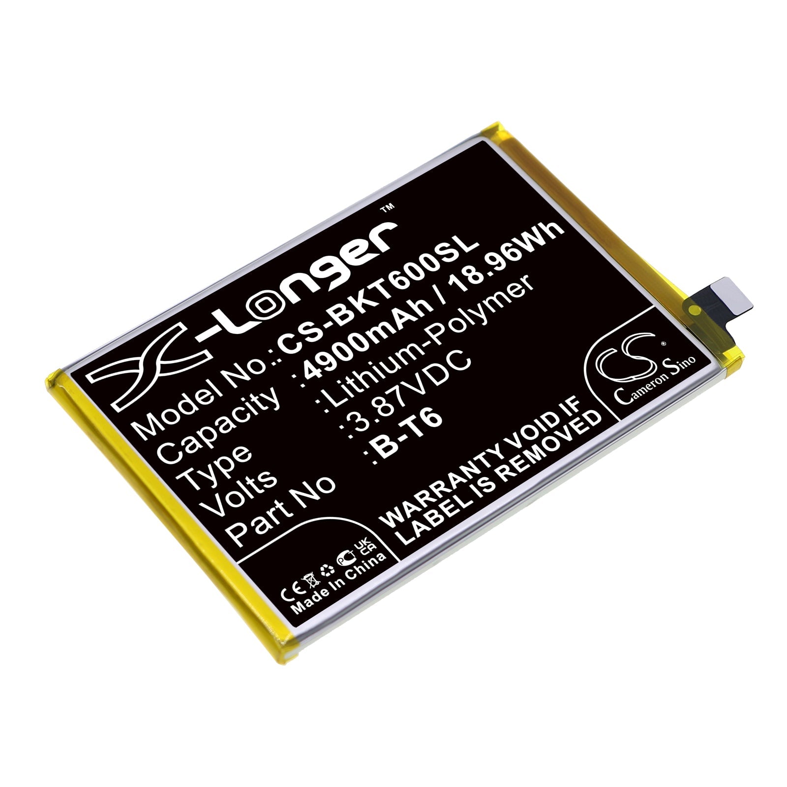 Li-Polymer, Mobile, SmartPhone Battery fits Vivo I2127, Iqoo Z6 5g, 3.87V, 4900mAh Mobile, SmartPhone Cameron Sino Technology Limited