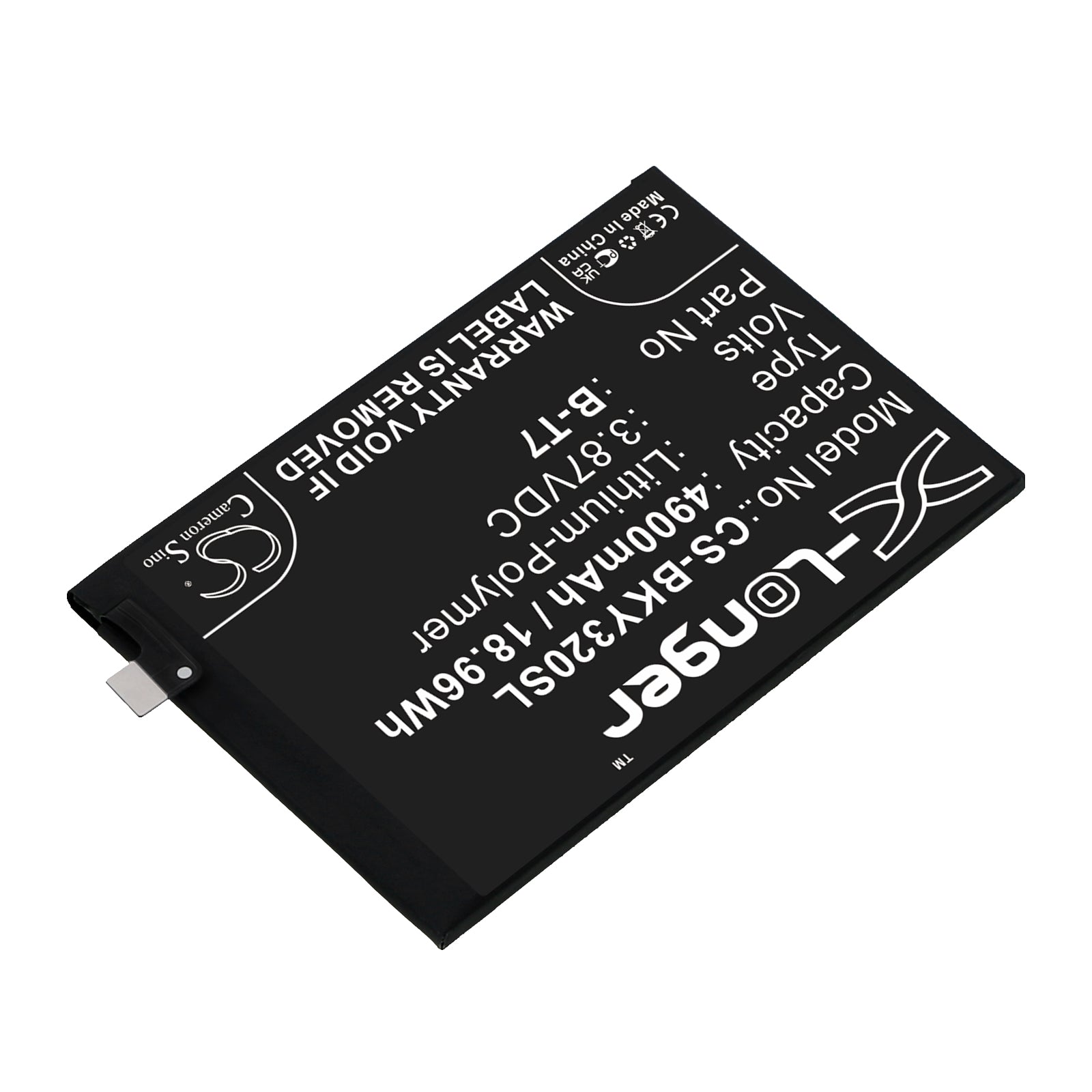 Li-Polymer, Mobile, SmartPhone Battery fits Vivo V2140, V2158, 3.87V, 4900mAh Mobile, SmartPhone Cameron Sino Technology Limited
