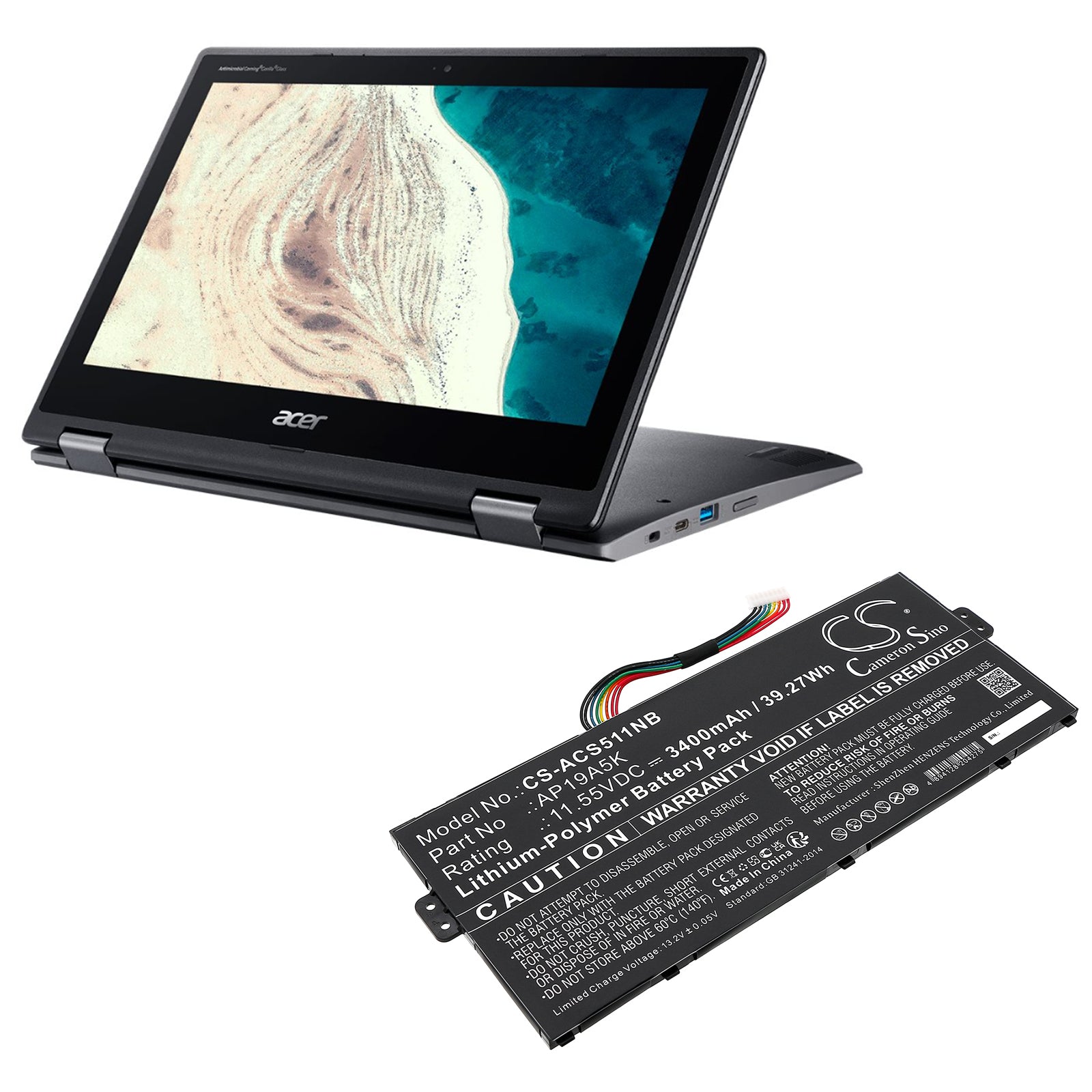 Li-Polymer, Notebook, Laptop Battery fits Acer Aspire 5 A515-43, Aspire 5 A515-54, 11.55V, 3400mAh Notebook, Laptop Cameron Sino Technology Limited
