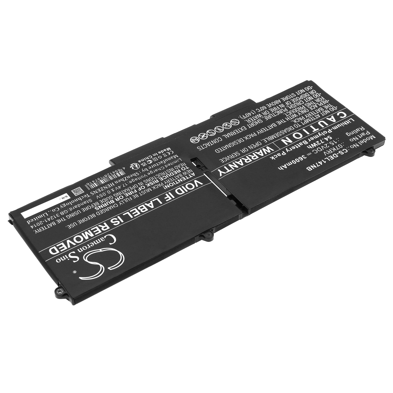 Li-Polymer, Notebook, Laptop Battery fits Dell Latitude 14 7430 3w64p, Latitude 14 7430 4fvjg, 15.2V, 3600mAh Notebook, Laptop Cameron Sino Technology Limited