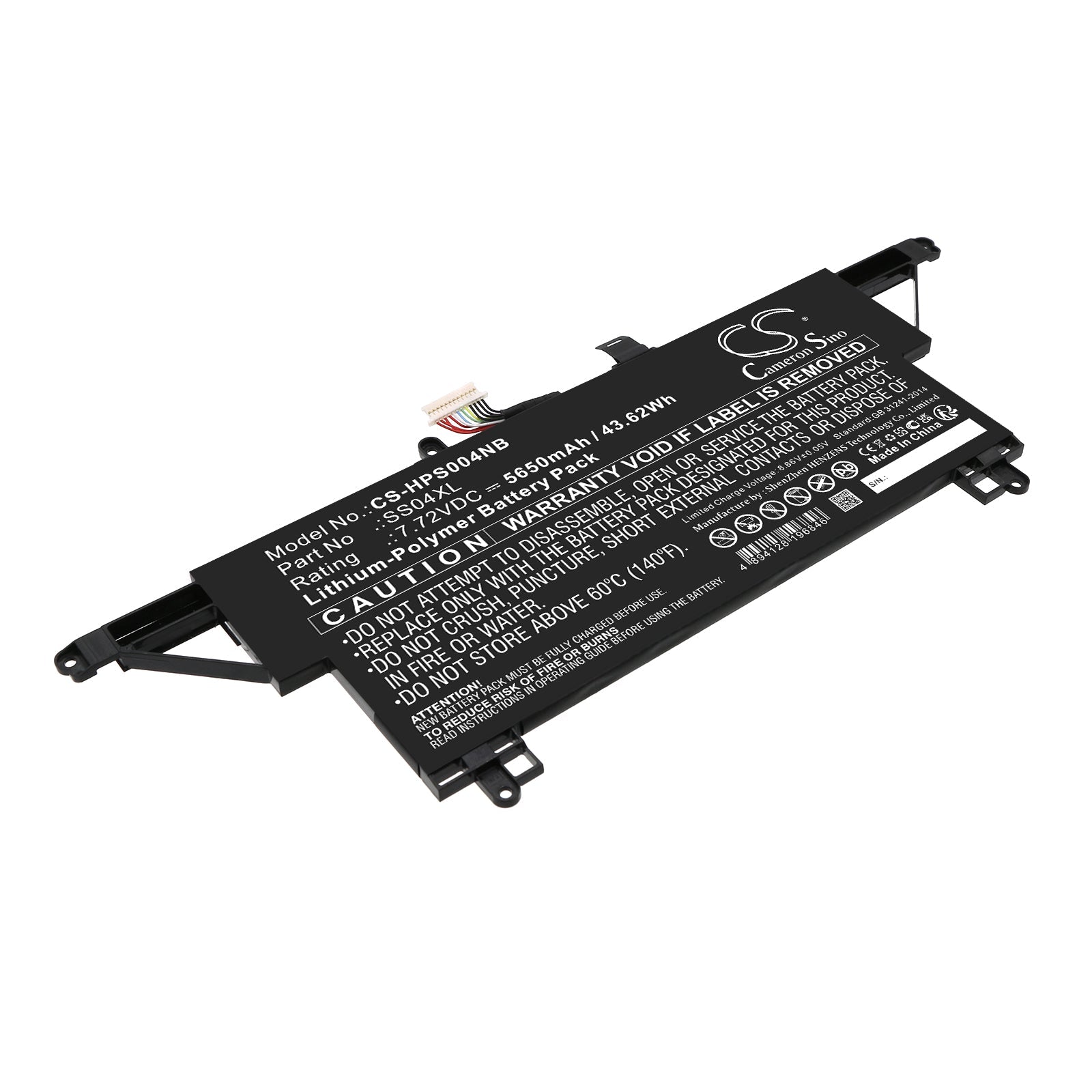 Li-Polymer, Notebook, Laptop Battery fits Hp, 7.72V, 5650mAh Notebook, Laptop Cameron Sino Technology Limited