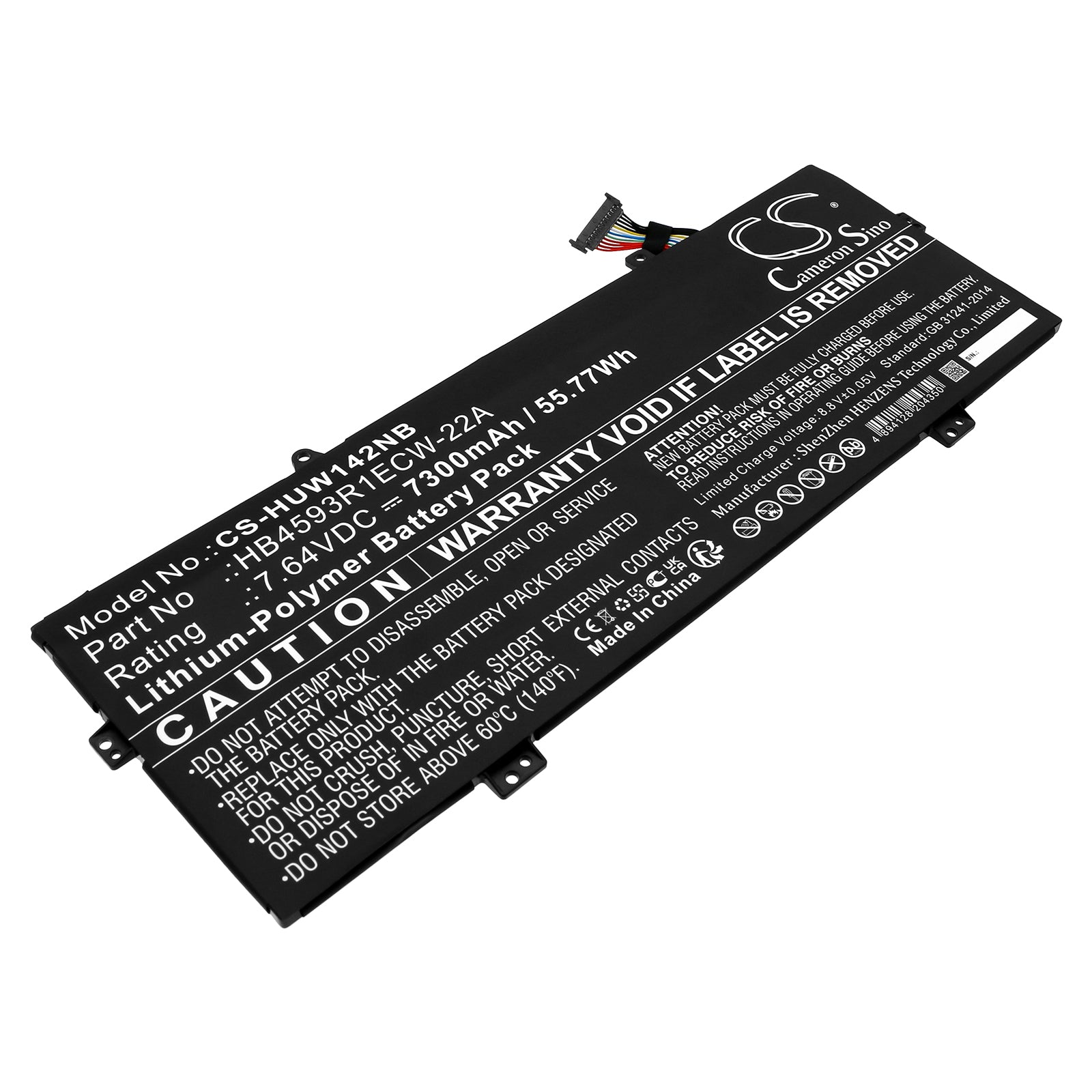Li-Polymer, Notebook, Laptop Battery fits Huawei Matebook 14 2020, Matebook 14 2020 Intel, 7.64V, 7300mAh Notebook, Laptop Cameron Sino Technology Limited