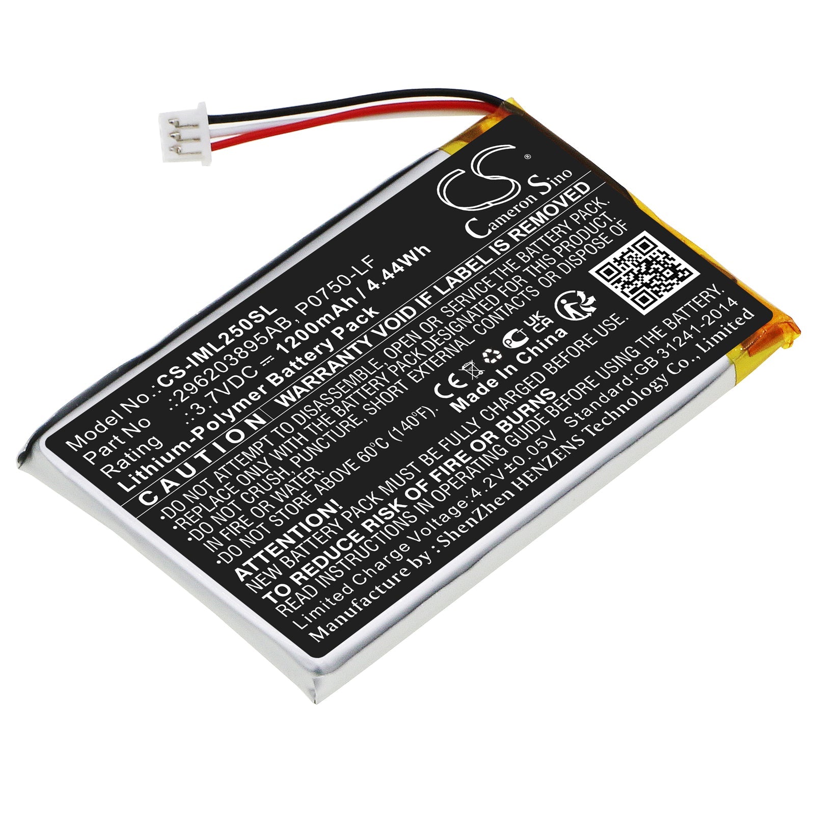 Li-Polymer, Payment Terminal Battery fits Ingenico Link 2500, 3.7V, 1200mAh Payment Terminal Cameron Sino Technology Limited
