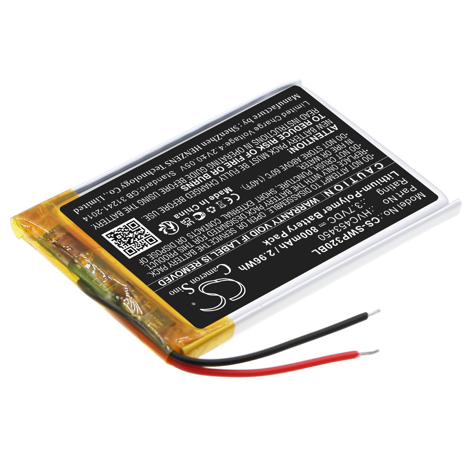 Li-Polymer, Payment Terminal Battery fits Stripe Wisepad 3, Wpc32, 3.7V, 800mAh Payment Terminal Cameron Sino Technology Limited