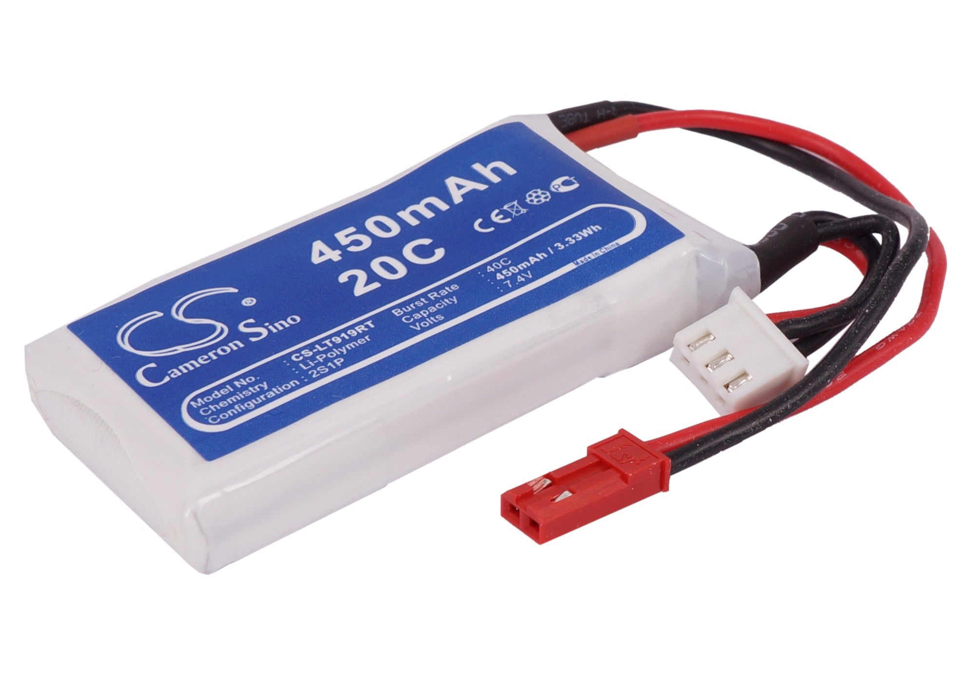 Li-Polymer, RC Battery fits Rc Cs-lt919rt, 7.4V, 450mAh RC Cameron Sino Technology Limited