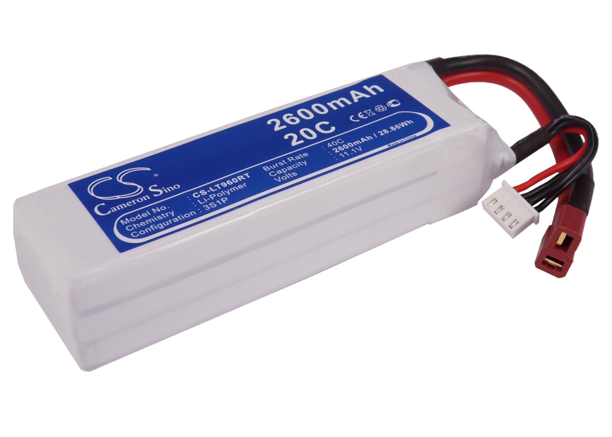 Li-Polymer, RC Battery fits Rc Cs-lt960rt, Rc Cs-lt960rt, 11.1V, 2600mAh RC Cameron Sino Technology Limited