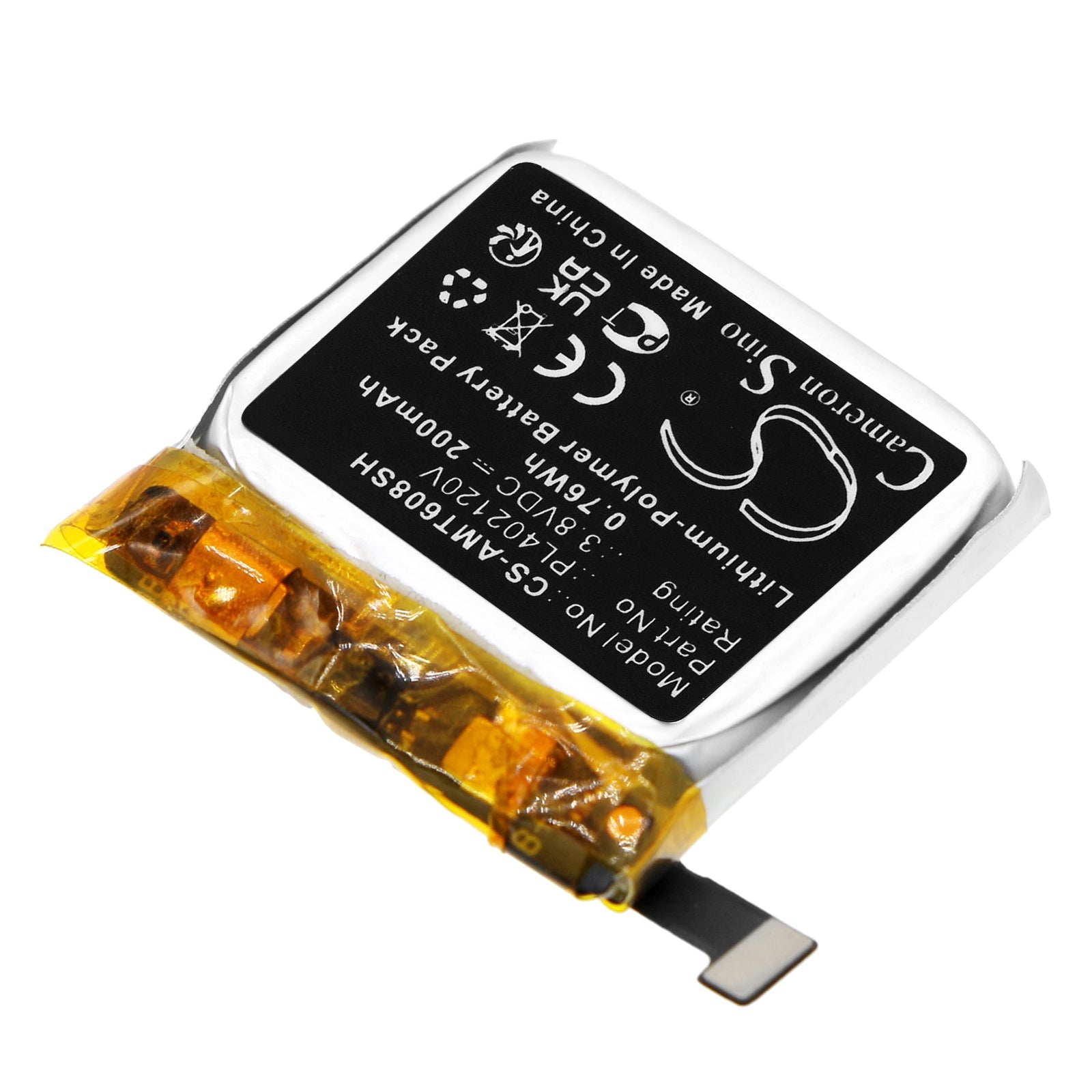 Li-Polymer, Smartwatch Battery fits Amazfit A1608, Bip, 3.8V, 200mAh Smartwatch Cameron Sino Technology Limited