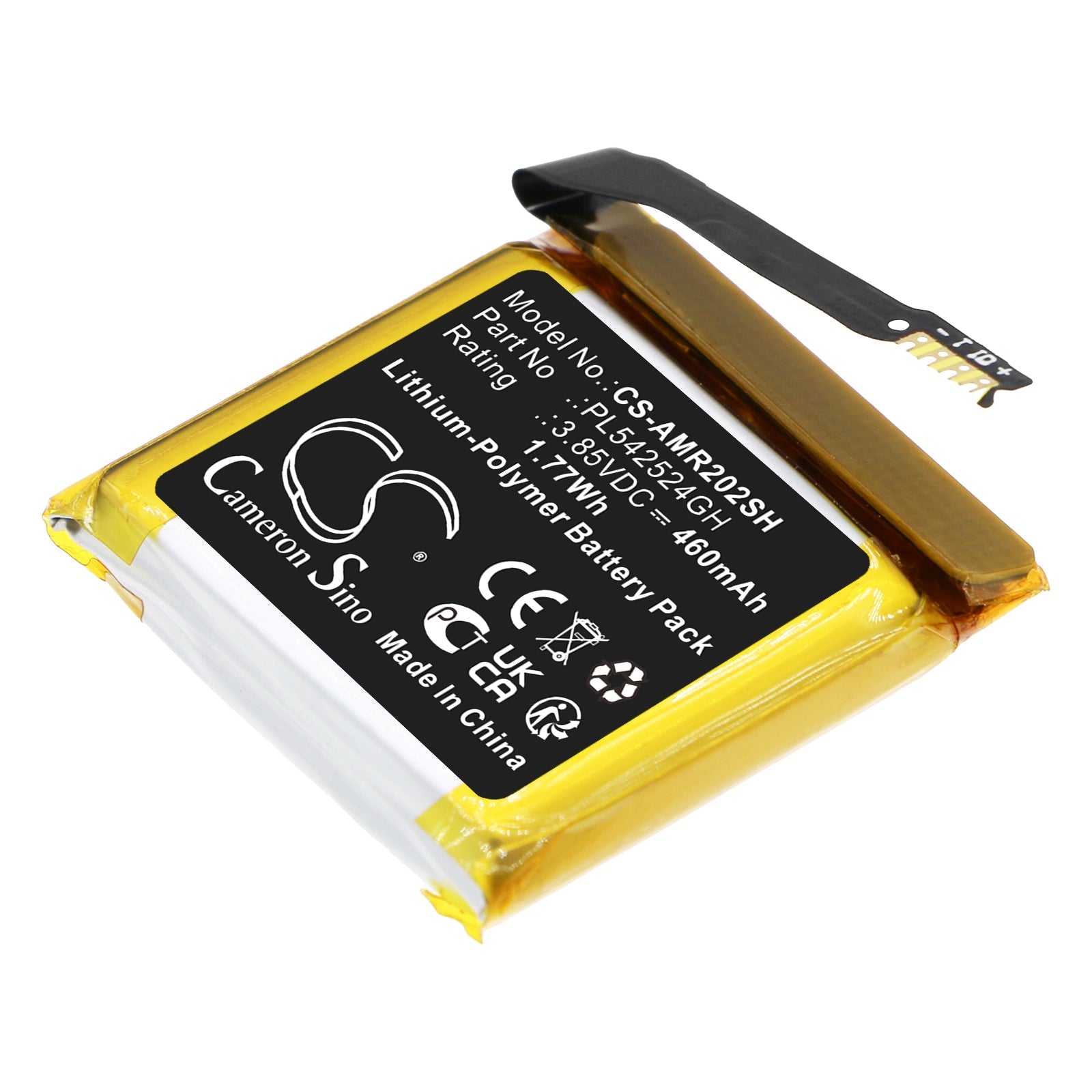 Li-Polymer, Smartwatch Battery fits Amazfit A2023, Gtr 2e, 3.85V, 460mAh Smartwatch Cameron Sino Technology Limited