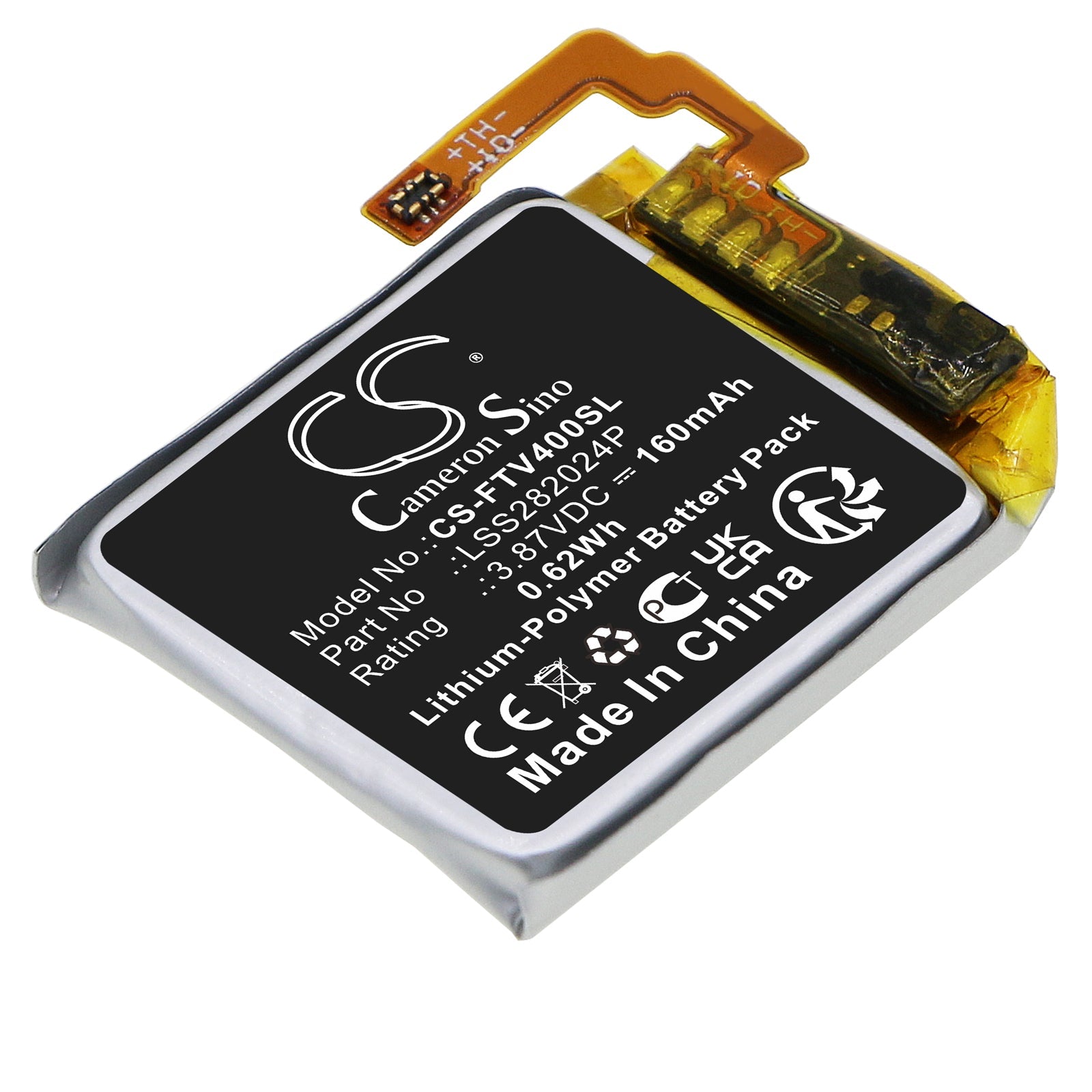 Li-Polymer, Smartwatch Battery fits Fitbit Versa 4, 3.87V, 160mAh Smartwatch Cameron Sino Technology Limited