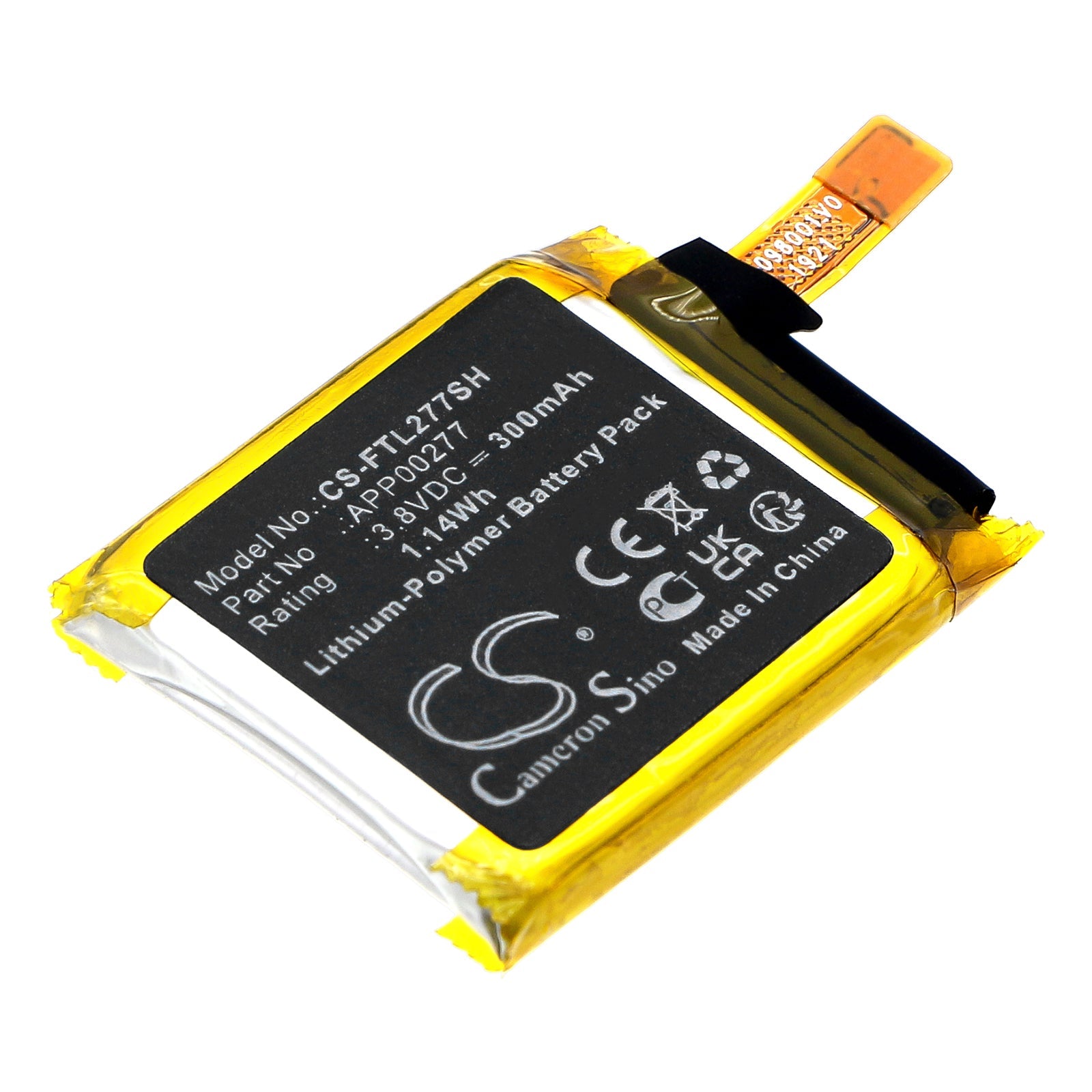 Li-Polymer, Smartwatch Battery fits Fossil Launches Lte, 3.8V, 300mAh Smartwatch Cameron Sino Technology Limited