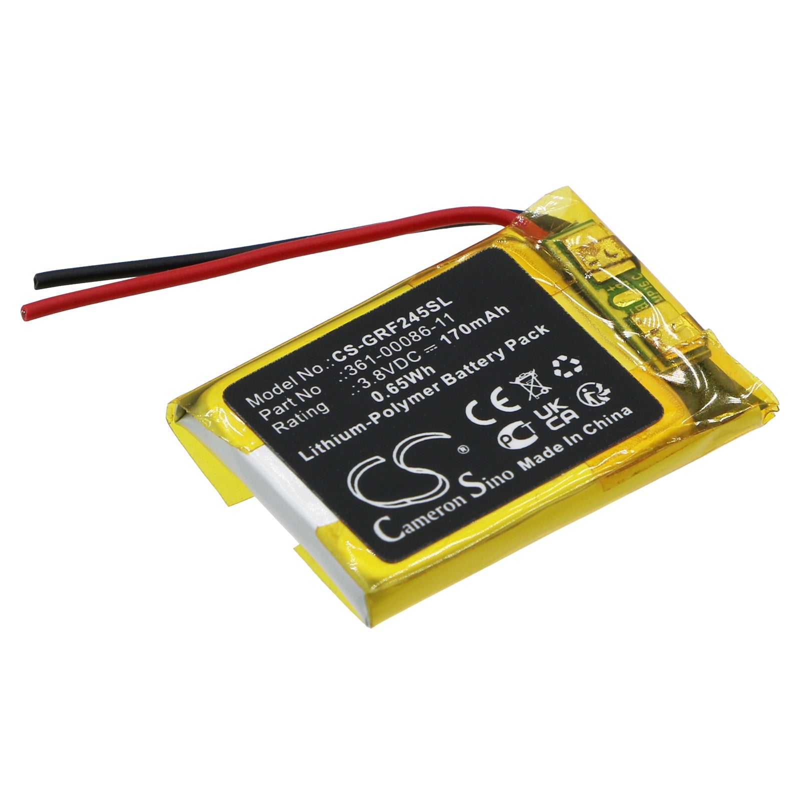 Li-Polymer, Smartwatch Battery fits Garmin Forerunner 245, Forerunner 245 Music, 3.8V, 170mAh Smartwatch Cameron Sino Technology Limited