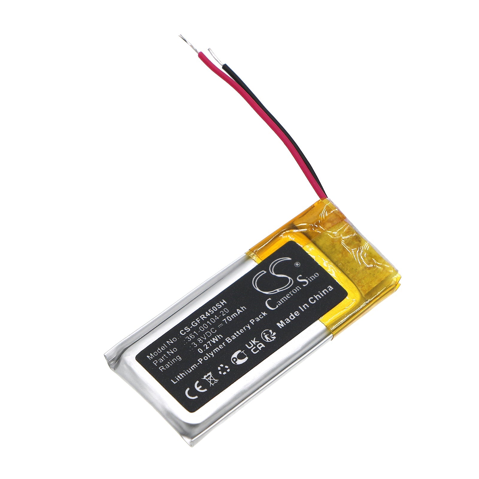 Li-Polymer, Smartwatch Battery fits Garmin Forerunner 45, Swim 2, 3.8V, 70mAh Smartwatch Cameron Sino Technology Limited