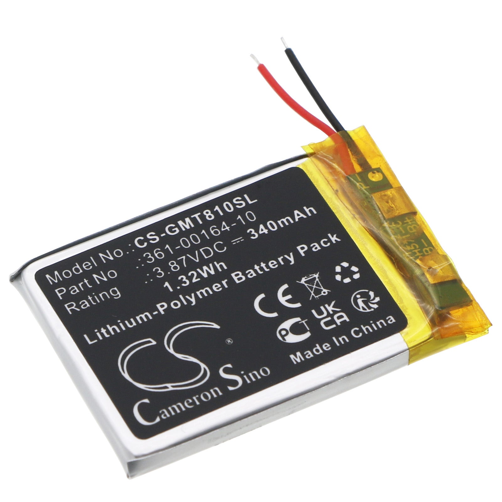 Li-Polymer, Smartwatch Battery fits Garmin Instinct Solar, Std-810g, 3.87V, 340mAh Smartwatch Cameron Sino Technology Limited