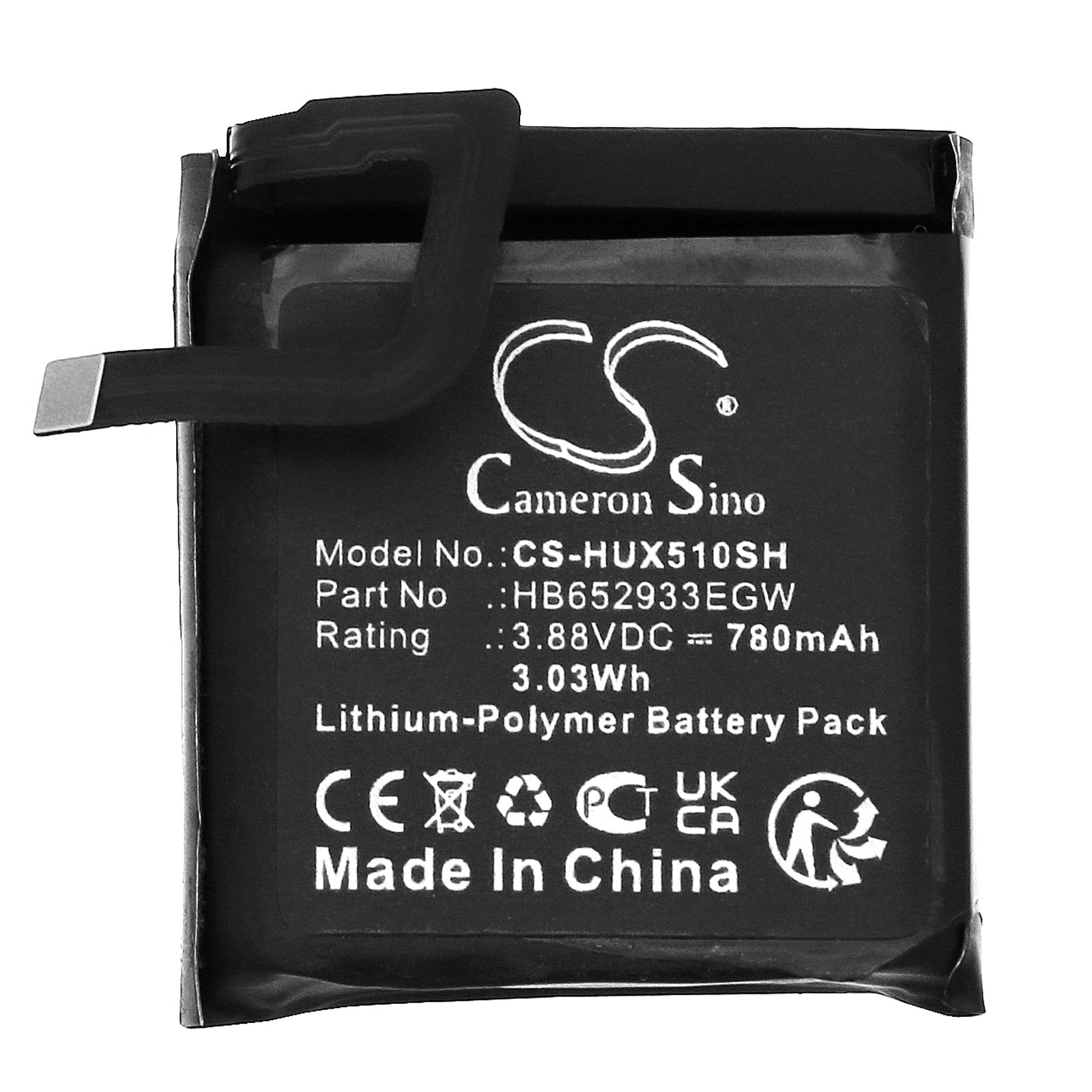 Li-Polymer, Smartwatch Battery fits Huawei Watch 5, Watch 5x, 3.88V, 780mAh Smartwatch Cameron Sino Technology Limited