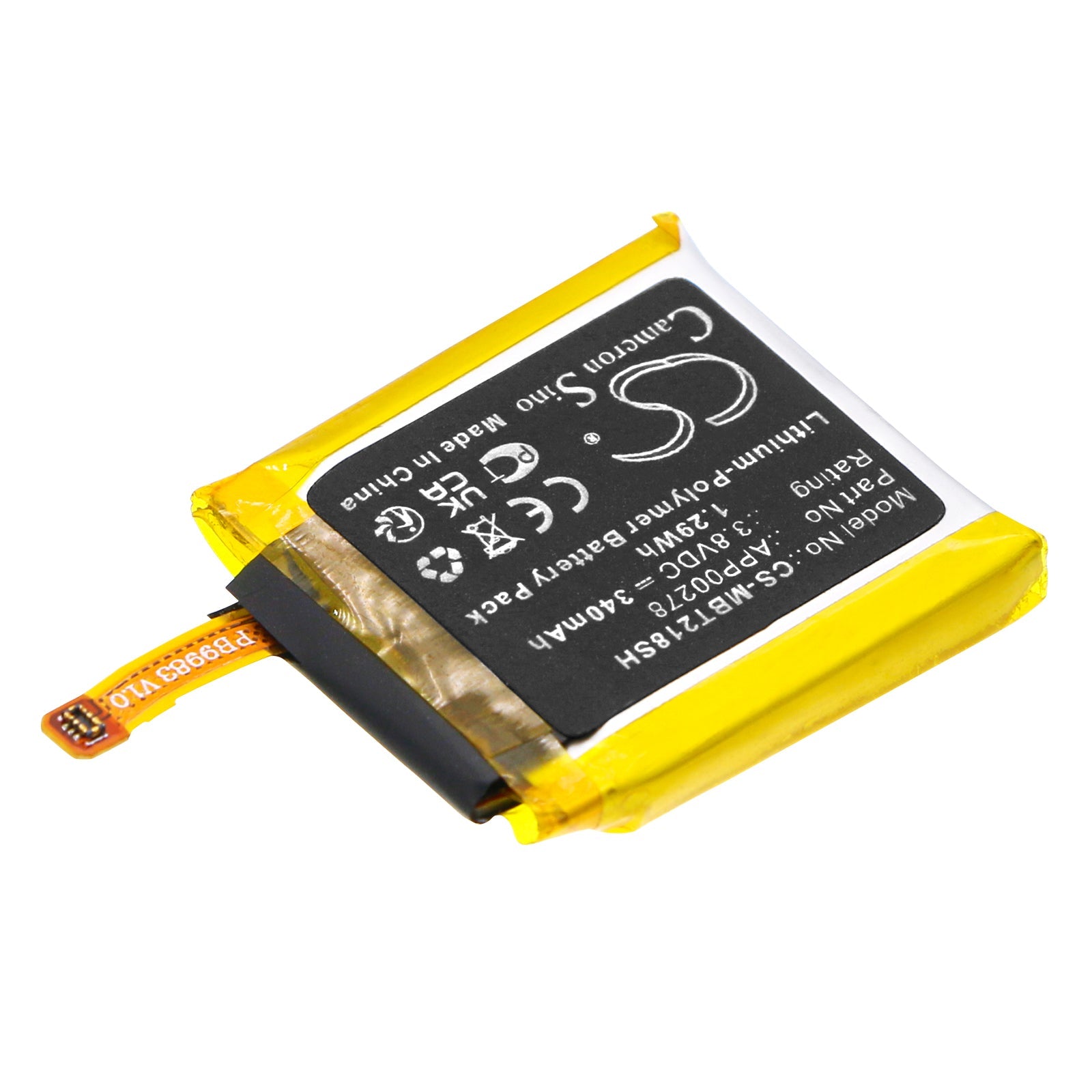 Li-Polymer, Smartwatch Battery fits Montblanc Summit S2t18, 3.8V, 340mAh Smartwatch Cameron Sino Technology Limited