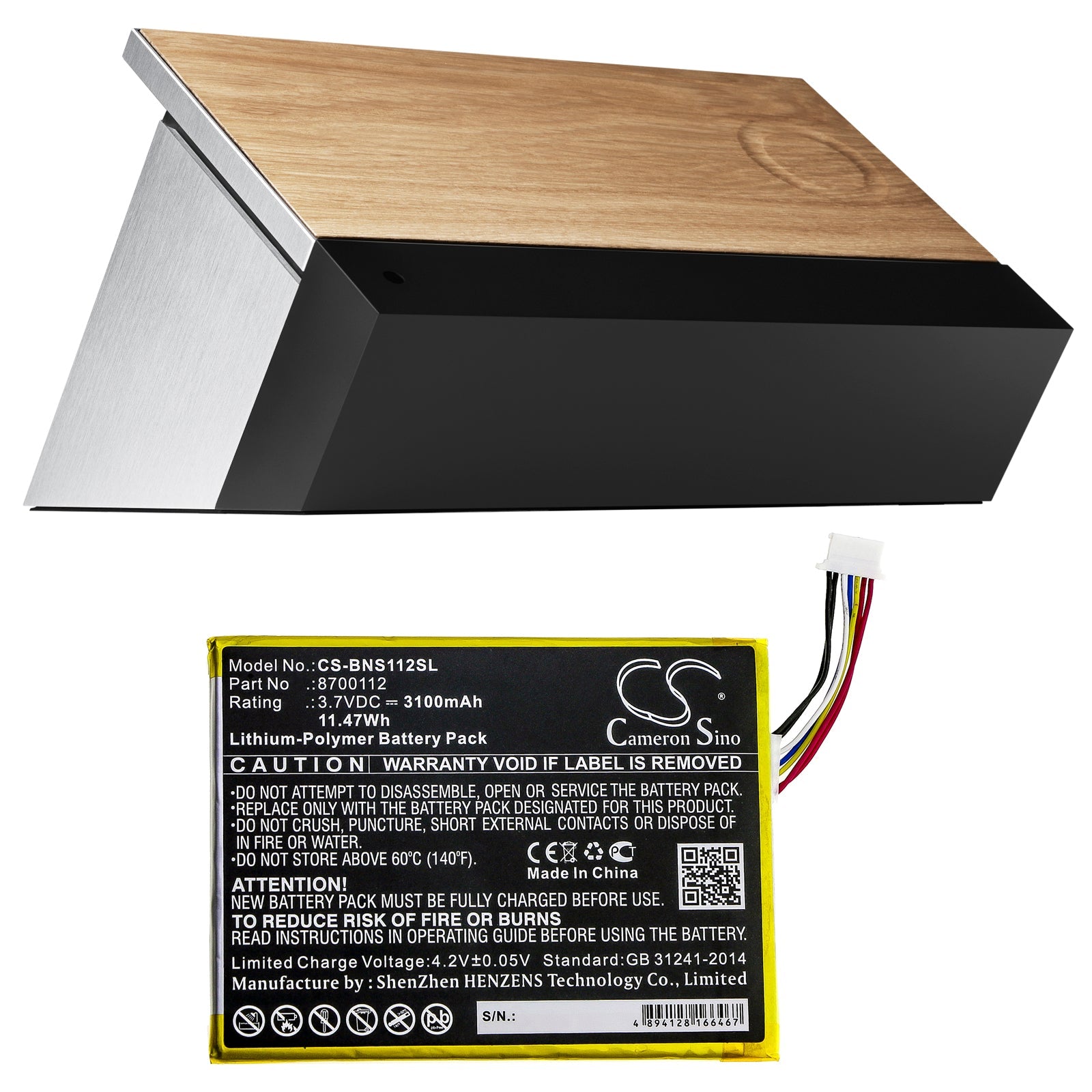 Li-Polymer Speaker Battery fits Bang & Olufsen, Beosound Moment 3.7V, 3100mAh Speaker Cameron Sino Technology Limited