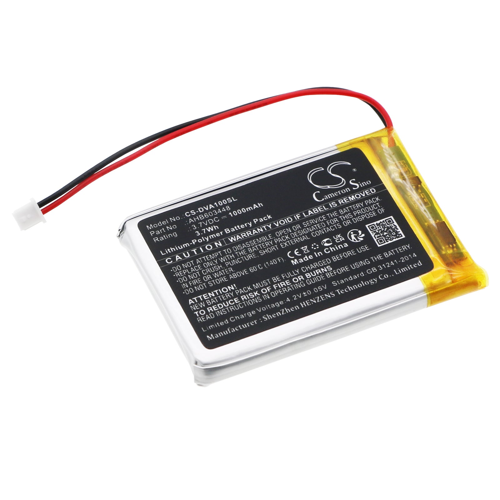 Li-Polymer, Speaker Battery fits Divoom Aurabulb, 3.7V, 1000mAh Speaker Cameron Sino Technology Limited