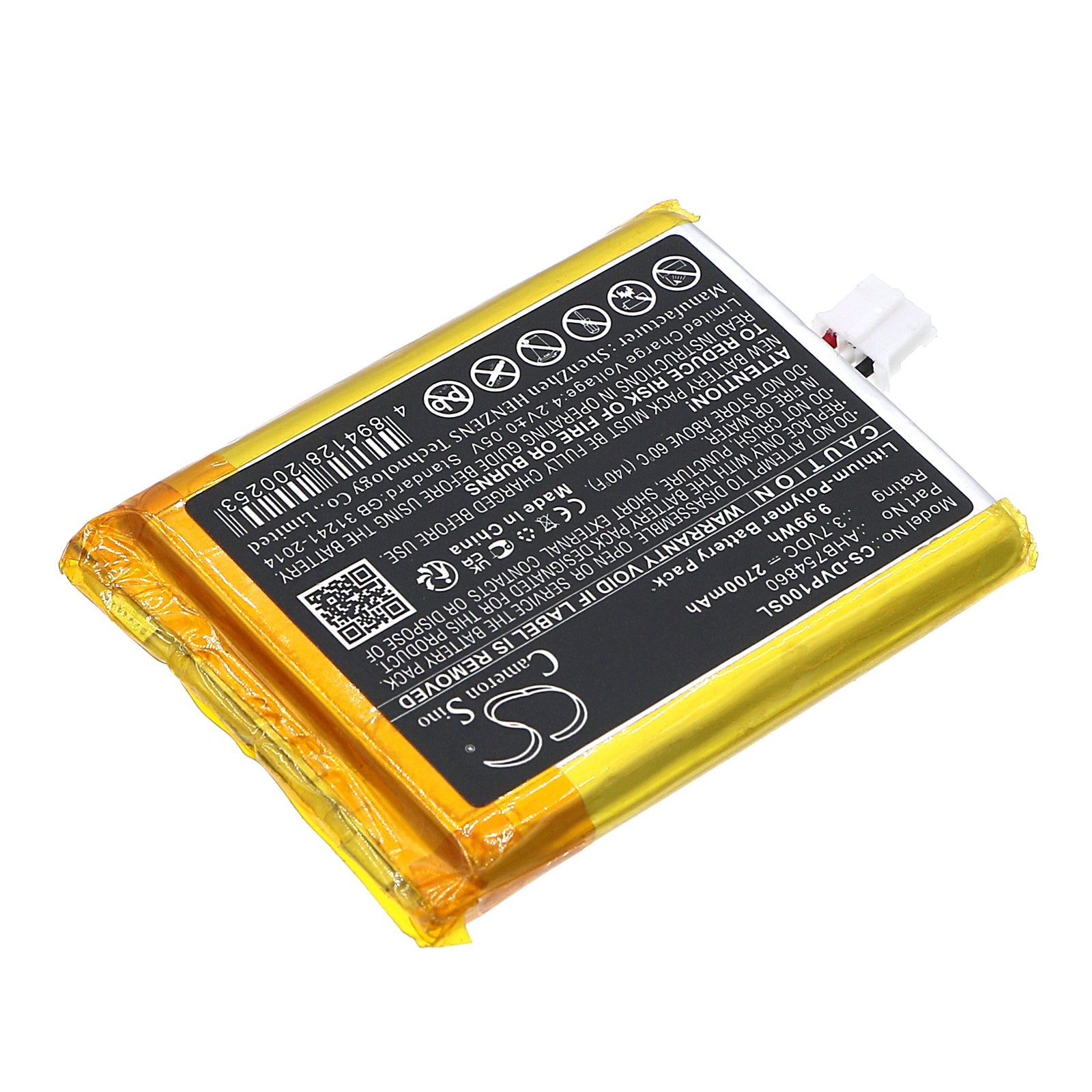 Li-Polymer, Speaker Battery fits Divoom Ditoo Pro, 3.7V, 2700mAh Speaker Cameron Sino Technology Limited
