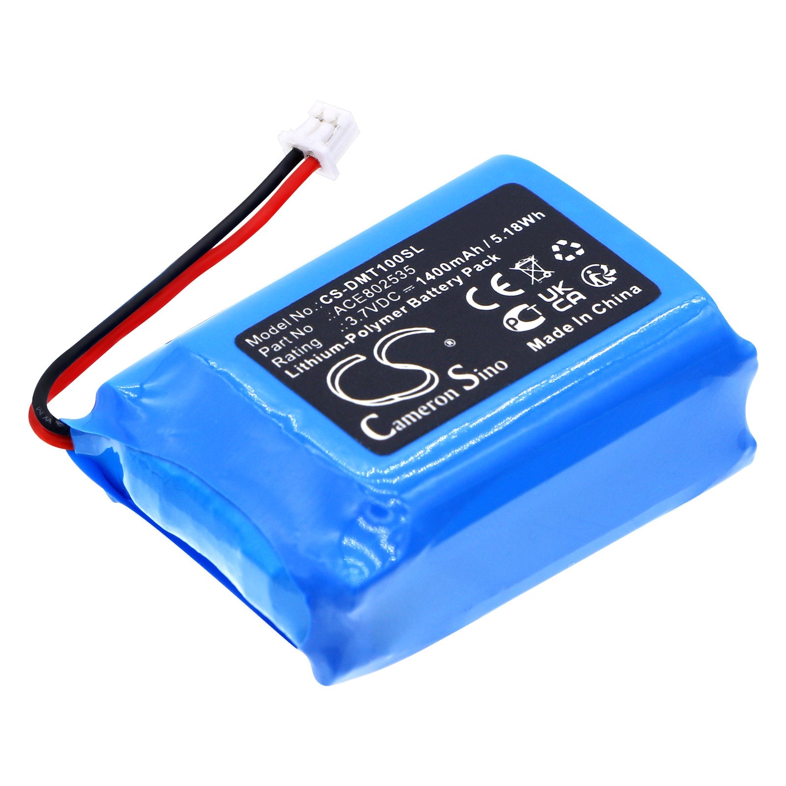 Li-Polymer, Speaker Battery fits Divoom Macchiato, 3.7V, 1400mAh Speaker Cameron Sino Technology Limited