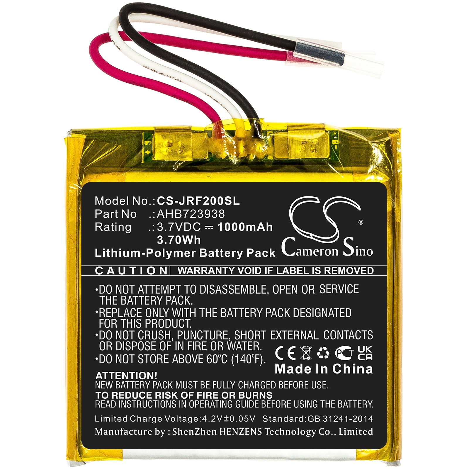 Li-Polymer, Speaker Battery fits Jabra Hfs200, Solemate, 3.7V, 1000mAh Speaker Cameron Sino Technology Limited