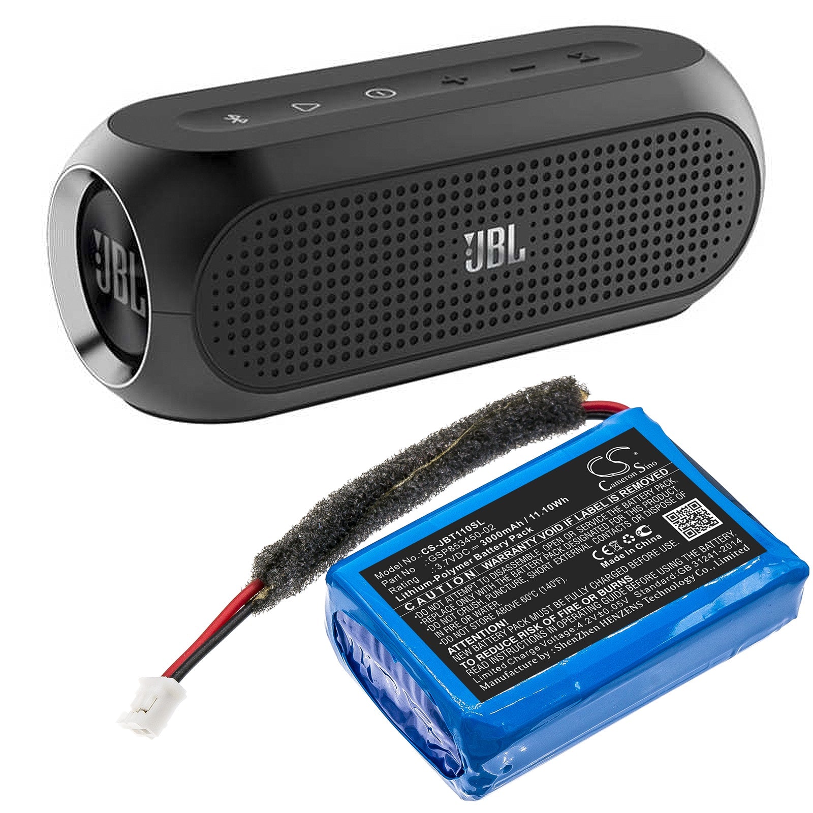 Li-Polymer Speaker Battery fits Jbl, Turbo 3.7V, 3000mAh Speaker Cameron Sino Technology Limited
