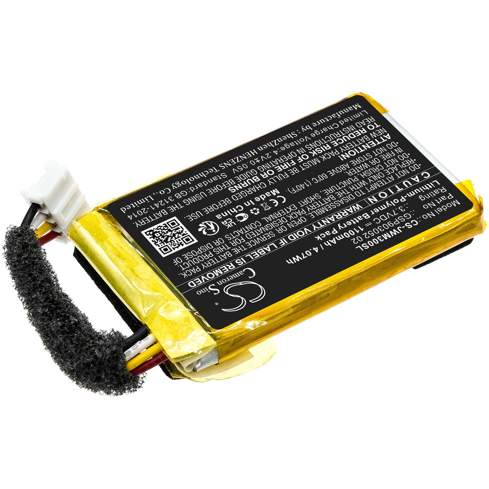 Li-Polymer, Speaker Battery fits Jbl Wind 3, Wind 3s, 3.7V, 1100mAh Speaker Cameron Sino Technology Limited