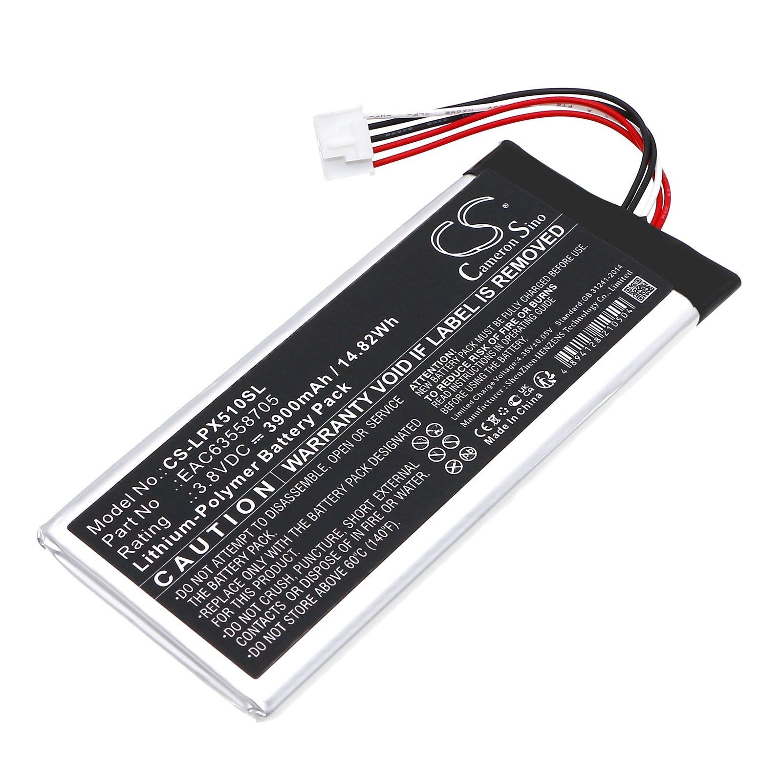 Li-Polymer, Speaker Battery fits Lg Xboom Go Dxg5q, Xg5qbk, 3.8V, 3900mAh Speaker Cameron Sino Technology Limited