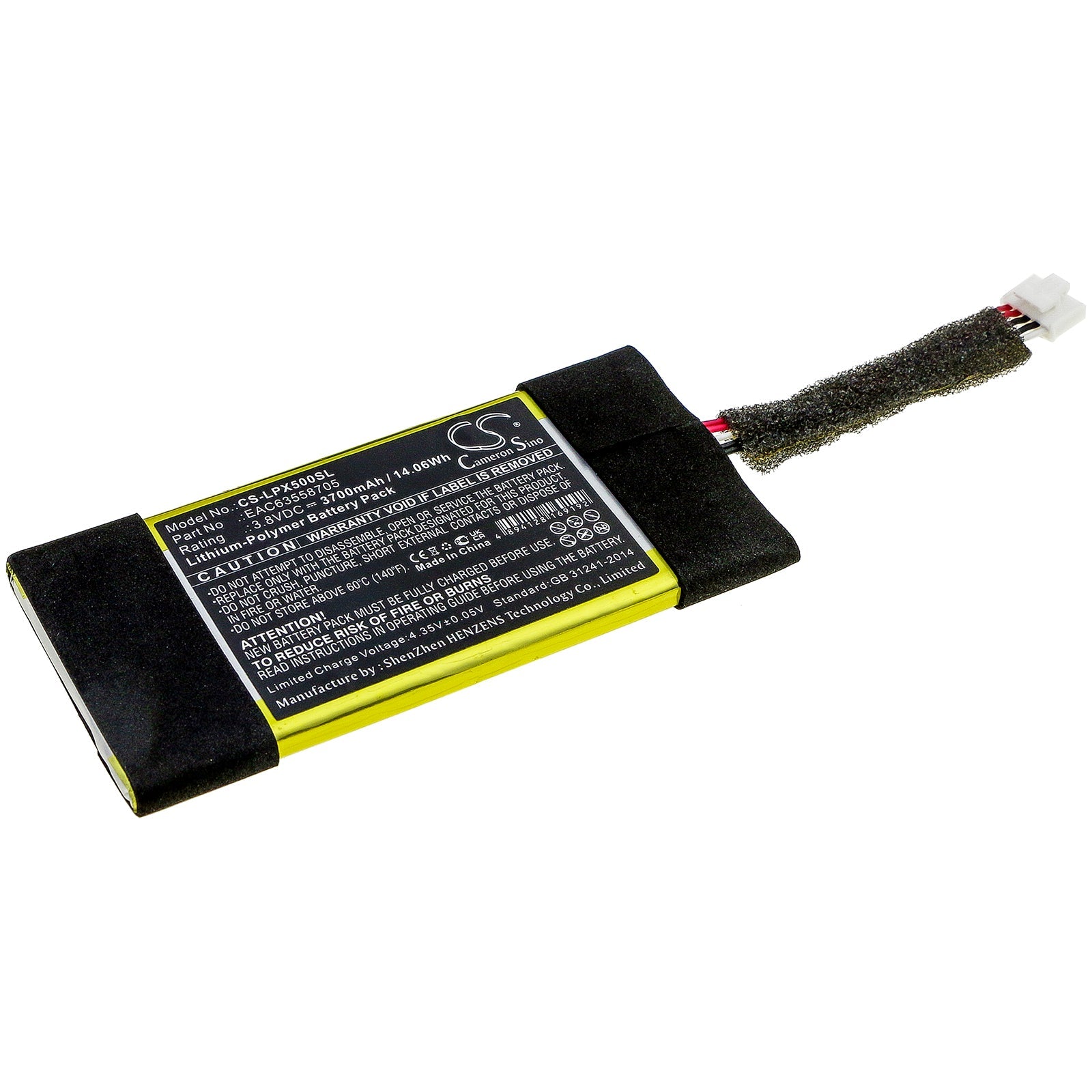 Li-Polymer Speaker Battery fits Lg, Xboom Go Pl5 3.8V, 3700mAh Speaker Cameron Sino Technology Limited