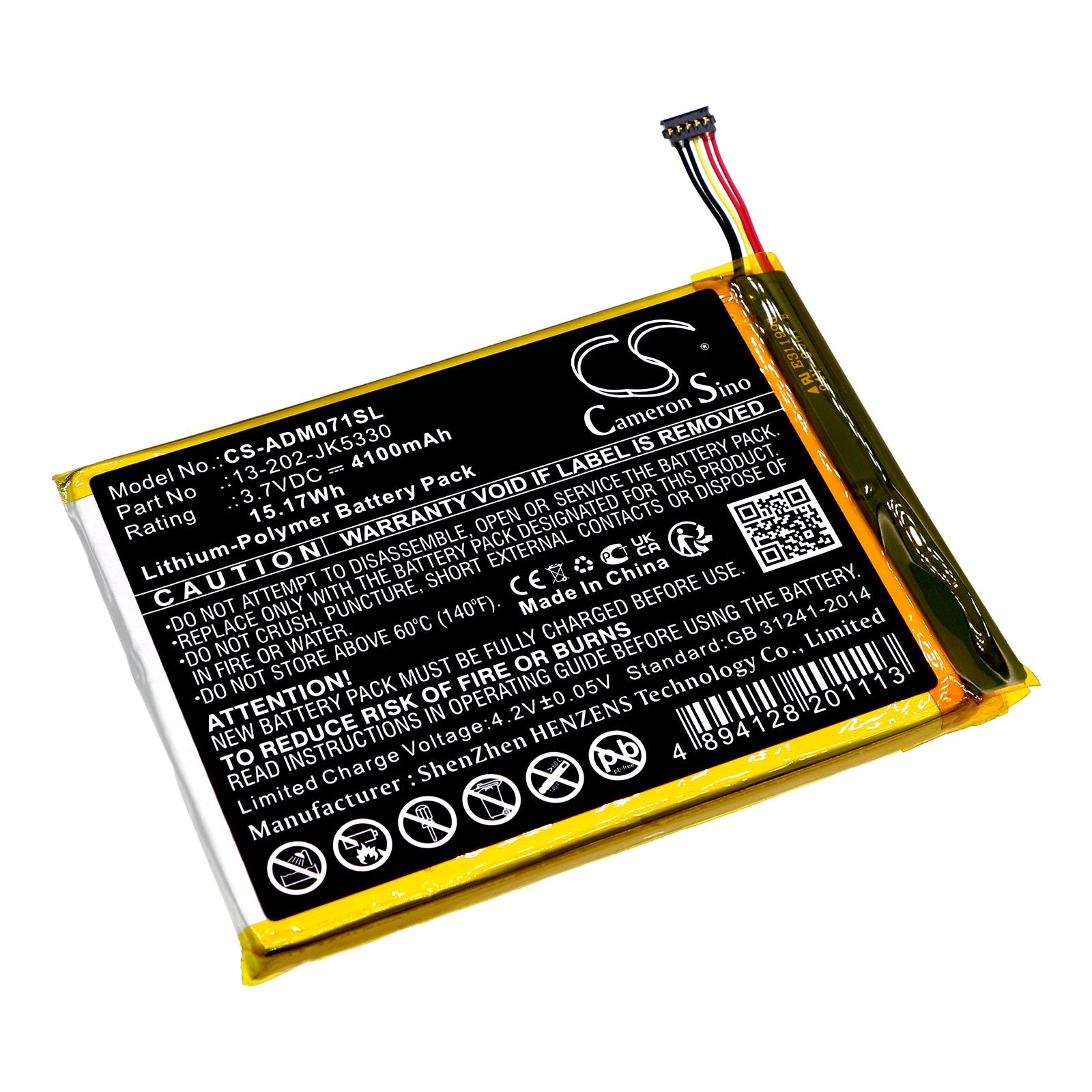 Li-Polymer, Tablet Battery fits Advantech Mica-071, Mica-071-051, 3.7V, 4100mAh Tablet Cameron Sino Technology Limited