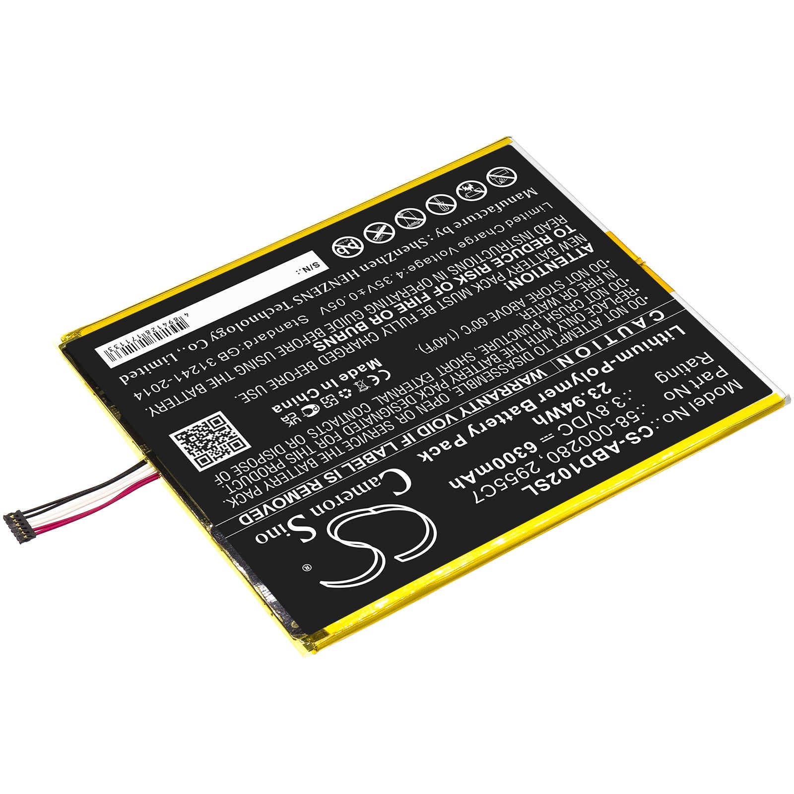 Li-Polymer, Tablet Battery fits Amazon Kindle Fire Hd 10.1 9th, M2v3r5, 3.8V, 6300mAh Tablet Cameron Sino Technology Limited