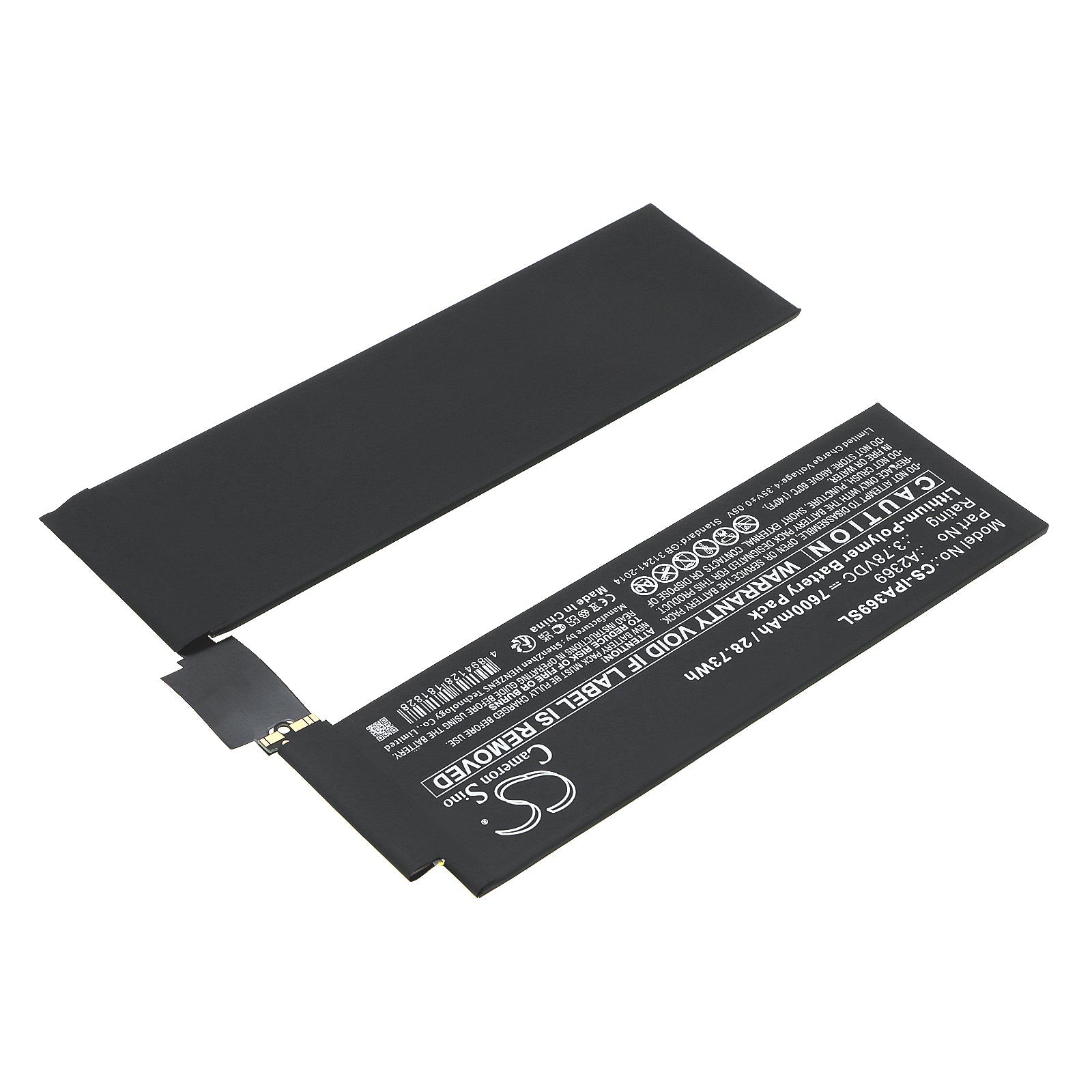 Li-Polymer, Tablet Battery fits Apple A2301, A2377, 3.78V, 7600mAh Tablet Cameron Sino Technology Limited