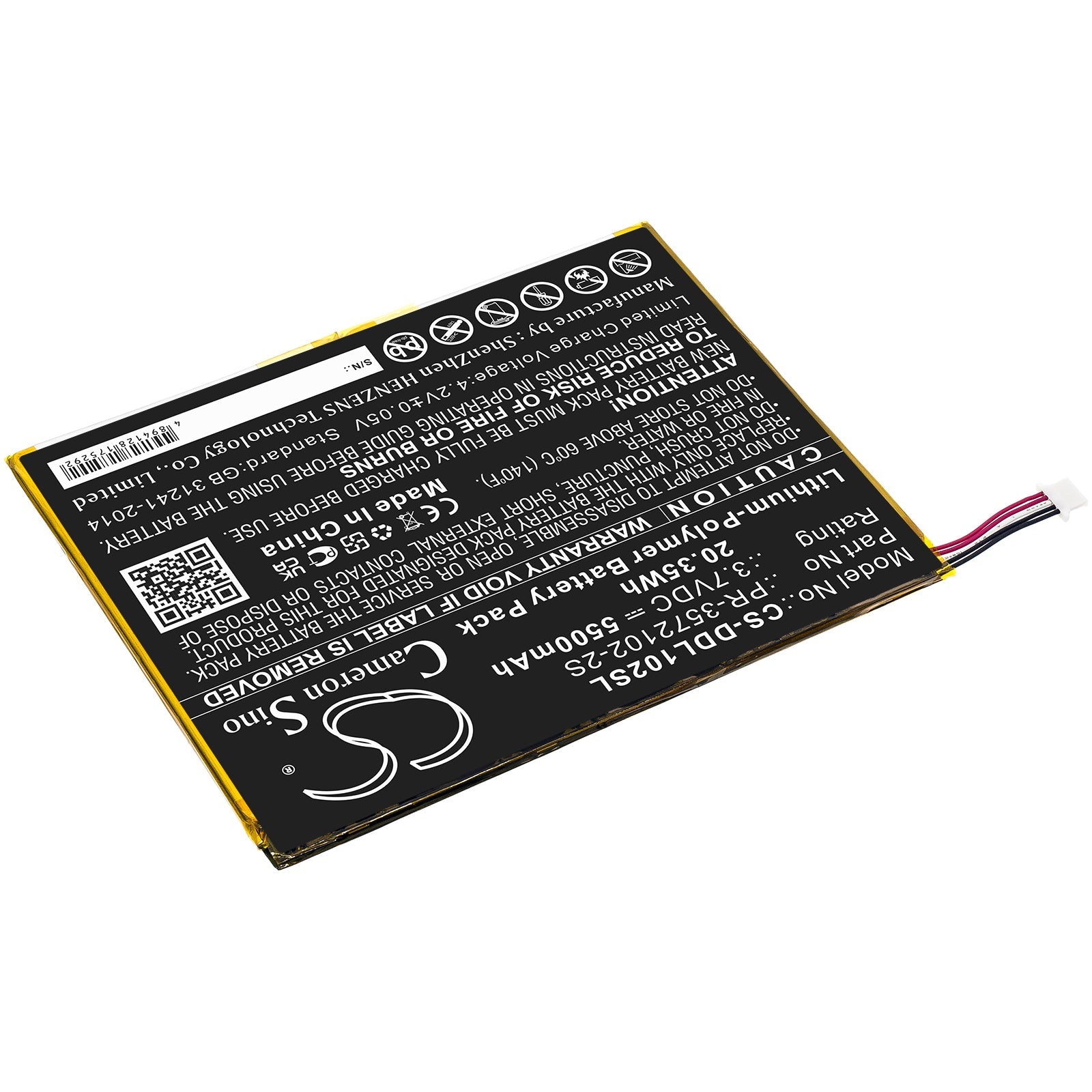 Li-Polymer, Tablet Battery fits Digiland Dl1028w, 3.7V, 5500mAh Tablet Cameron Sino Technology Limited