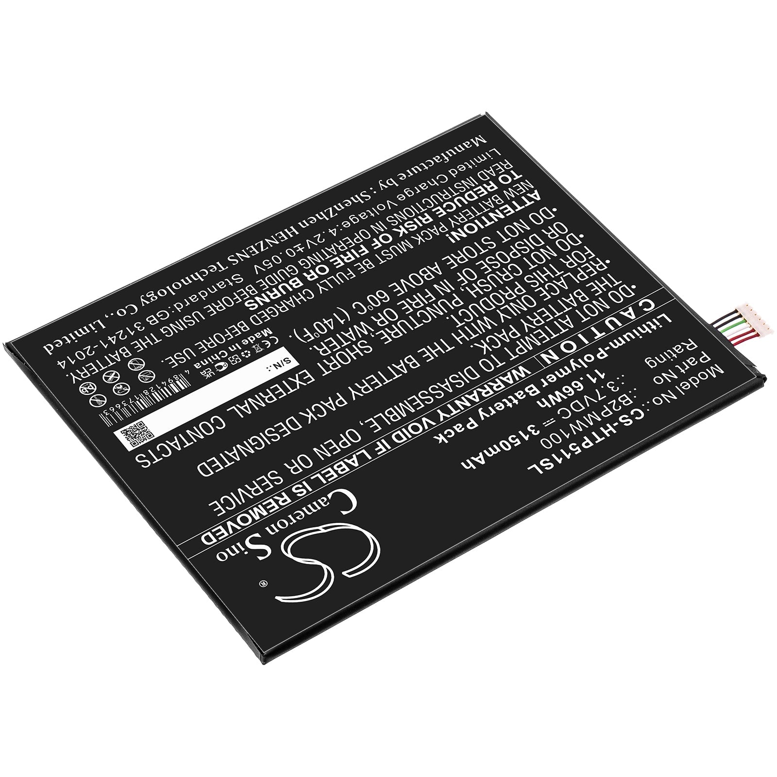 Li-Polymer, Tablet Battery fits Htc P510, 3.7V, 3150mAh Tablet Cameron Sino Technology Limited