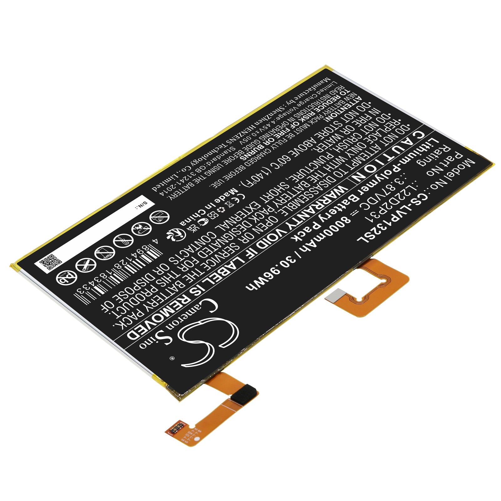 Li-Polymer, Tablet Battery fits Lenovo Tab P11 Pro, Tb132f, 3.87V, 8000mAh Tablet Cameron Sino Technology Limited
