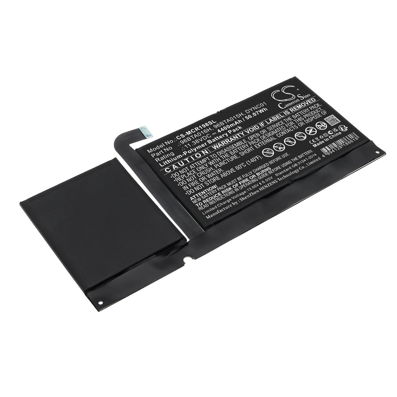 Li-Polymer, Tablet Battery fits Microsoft 1982, 1983, 11.38V, 4400mAh Tablet Cameron Sino Technology Limited