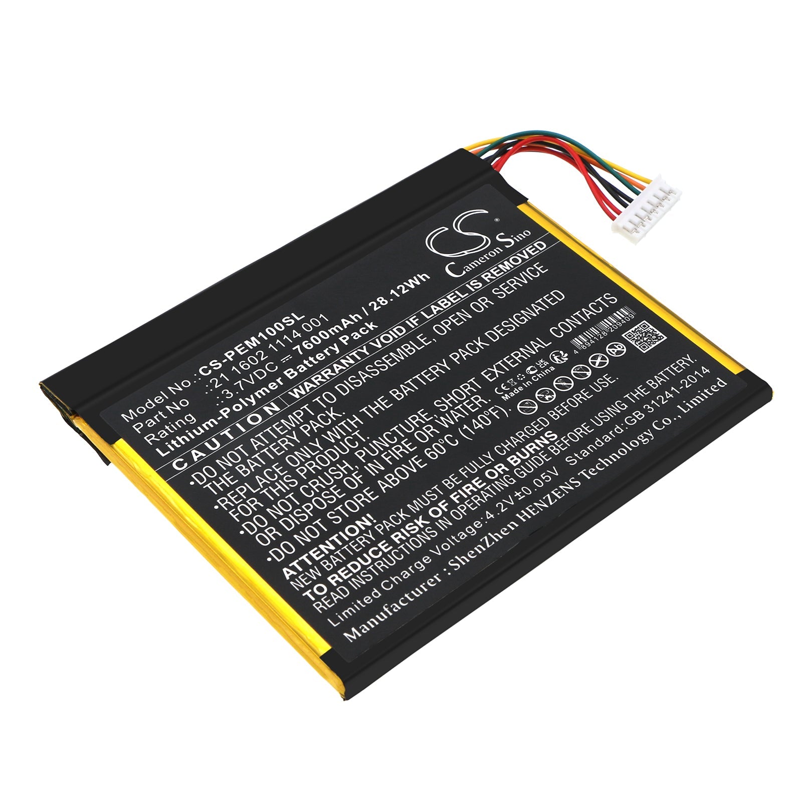 Li-Polymer, Tablet Battery fits Partner Em-100, 3.7V, 7600mAh Tablet Cameron Sino Technology Limited
