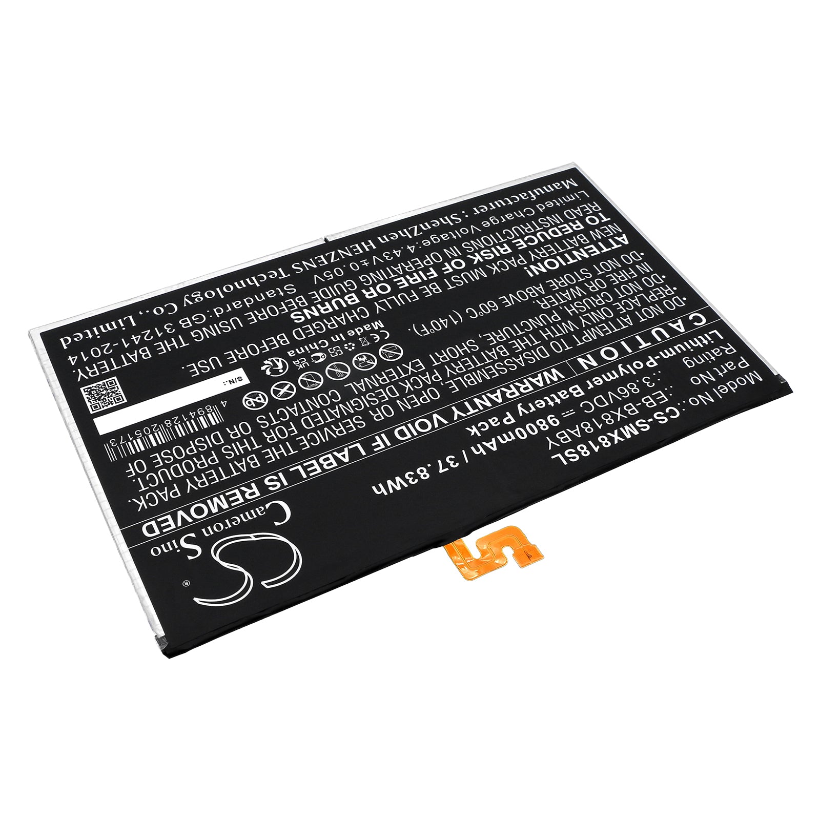 Li-Polymer, Tablet Battery fits Samsung Sm-x810, Sm-x810n, 3.86V, 9800mAh Tablet Cameron Sino Technology Limited