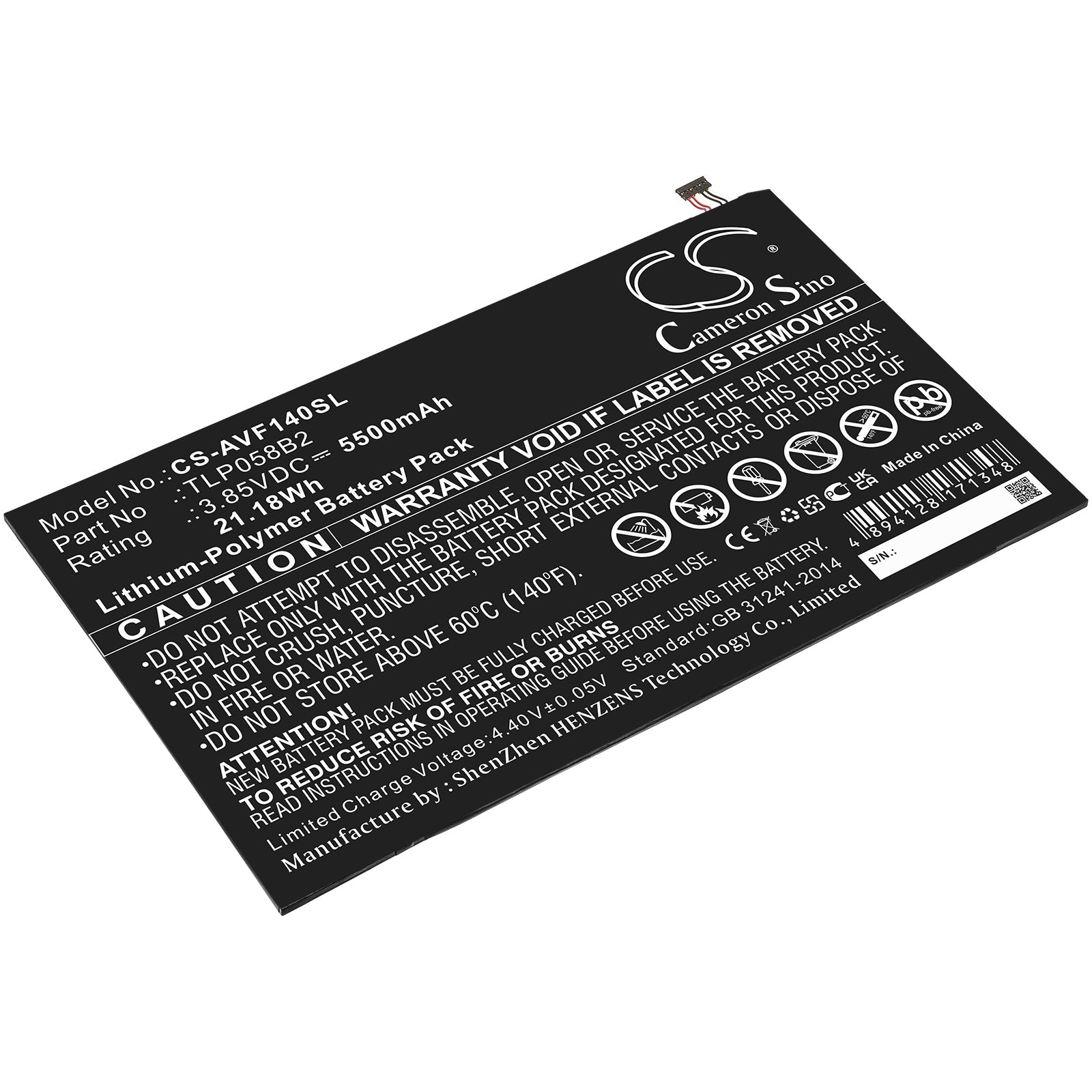 Li-Polymer, Tablet Battery fits Vodafone Tab Prime 7, Vfd-1400, 3.85V, 5500mAh Tablet Cameron Sino Technology Limited