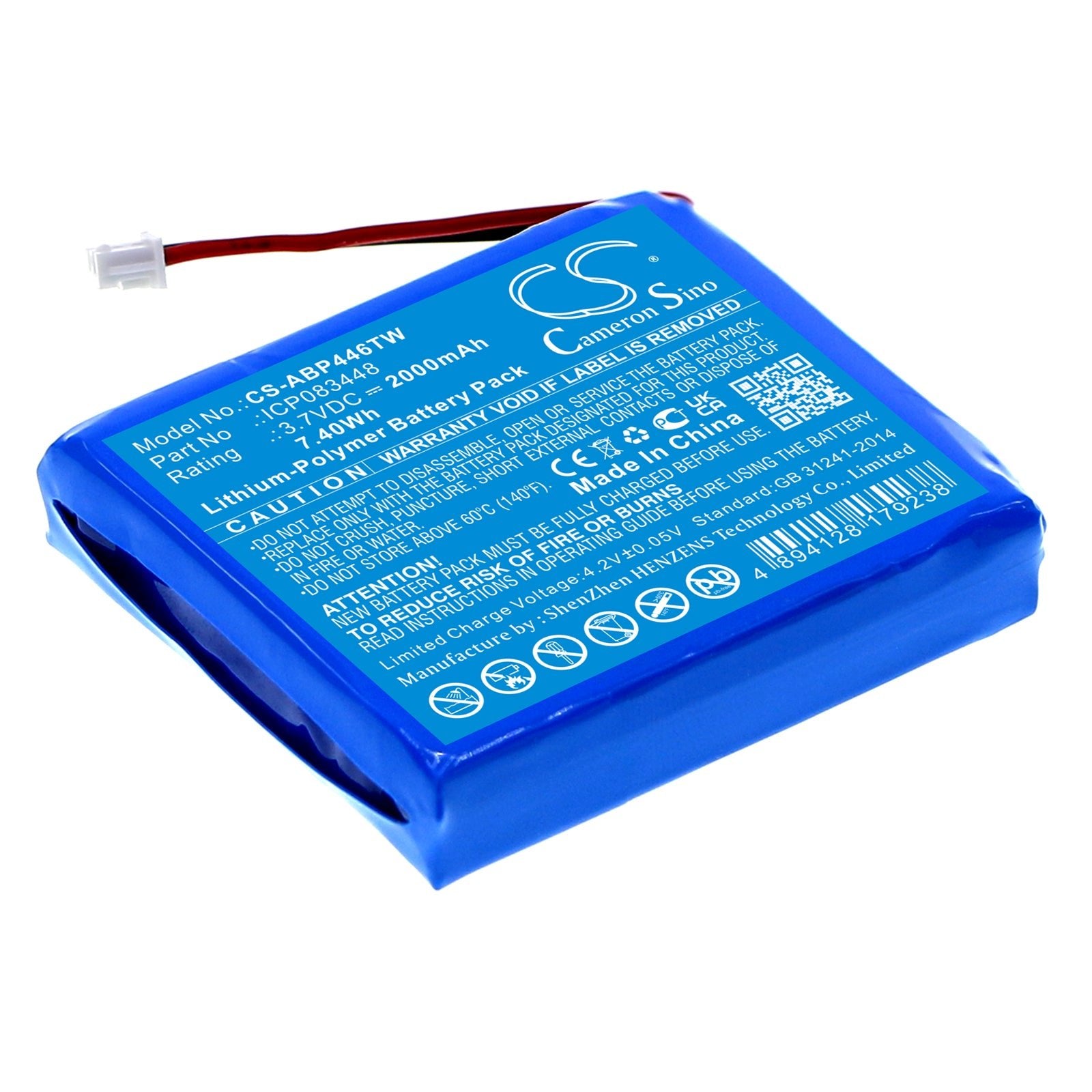 Li-Polymer, Two-Way Radio Battery fits Midland Albrecht Tectalk Float, Stabo Freecomm 850, 3.7V, 2000mAh Two-Way Radio Cameron Sino Technology Limited