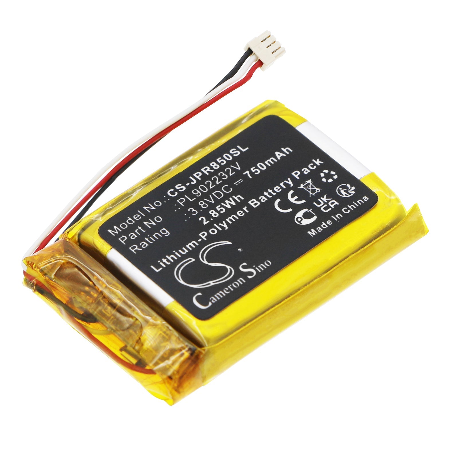 Li-Polymer, Wireless Headset Battery fits Jabra Elite 85t Charging Case, 3.8V, 750mAh Wireless Headset Cameron Sino Technology Limited