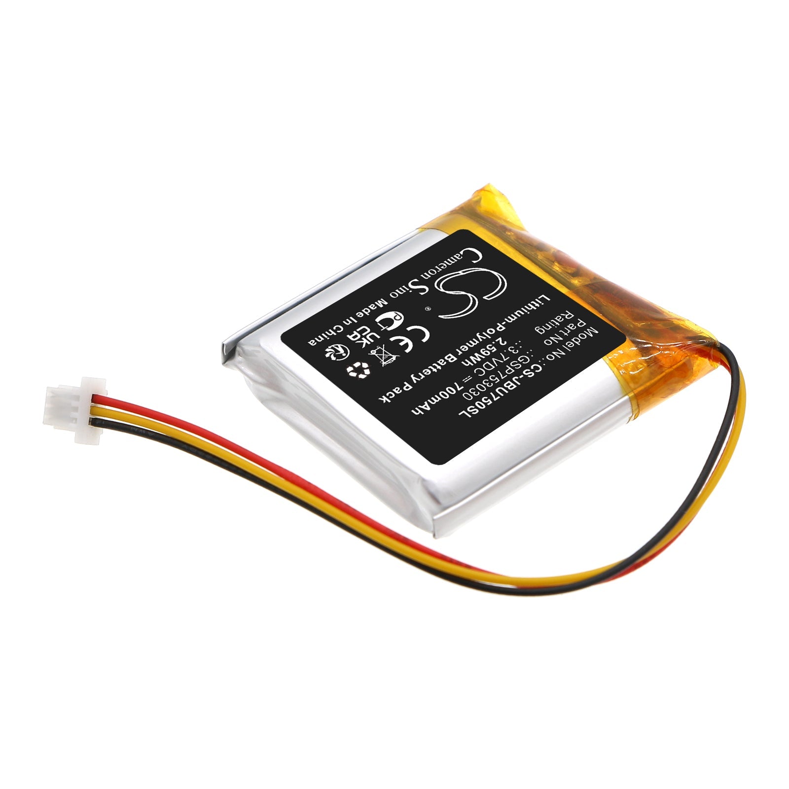 Li-Polymer, Wireless Headset Battery fits Jbl Tune 700bt, Tune 750, 3.7V, 700mAh Wireless Headset Cameron Sino Technology Limited