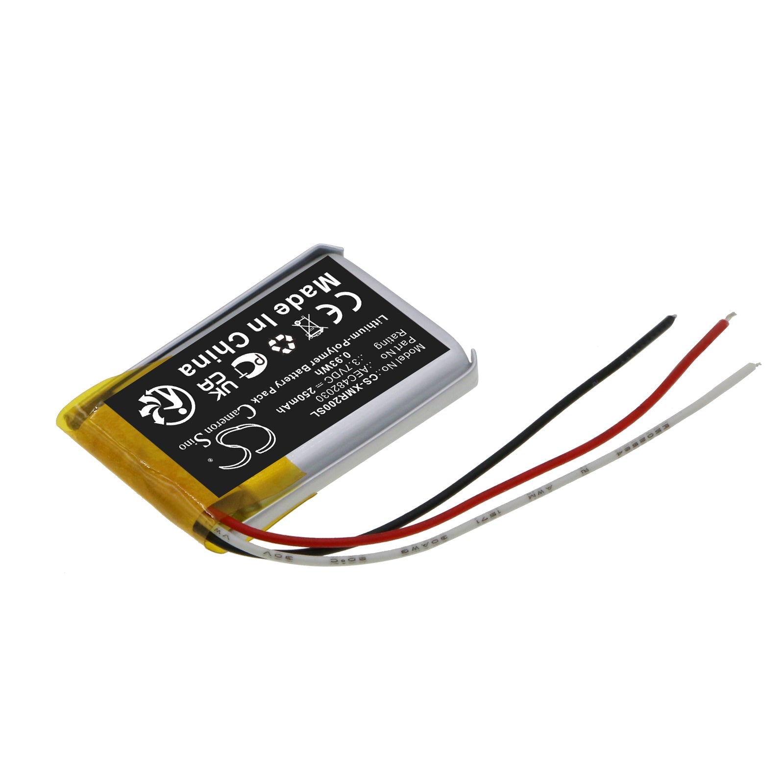 Li-Polymer, Wireless Headset Battery fits Xiaomi Air 2 Charger Box, 3.7V, 250mAh Wireless Headset Cameron Sino Technology Limited