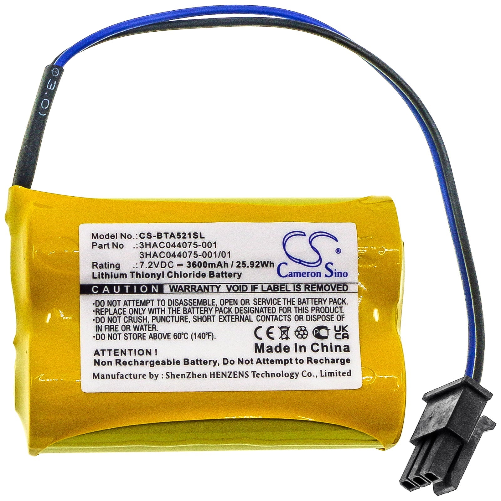 Li-SOCl2, PLC Battery fits Abb 3hab 9999-1, 3hab2038-1, 7.2V, 3600mAh PLC Cameron Sino Technology Limited