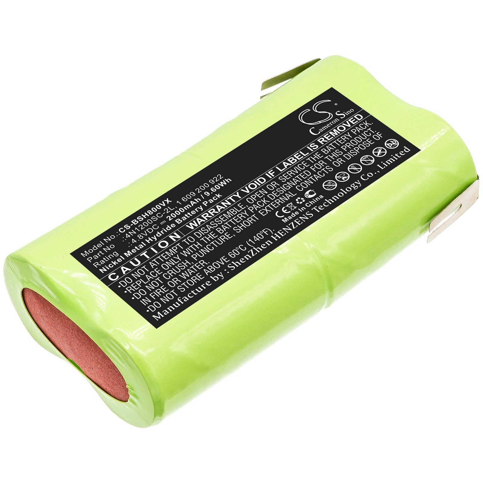 Ni-MH Battery fits Bosch, 1 609 200 922, 1 609 390 002, 4n1200sc-2l 4.8V, 2000mAh Vacuum Cameron Sino Technology Limited