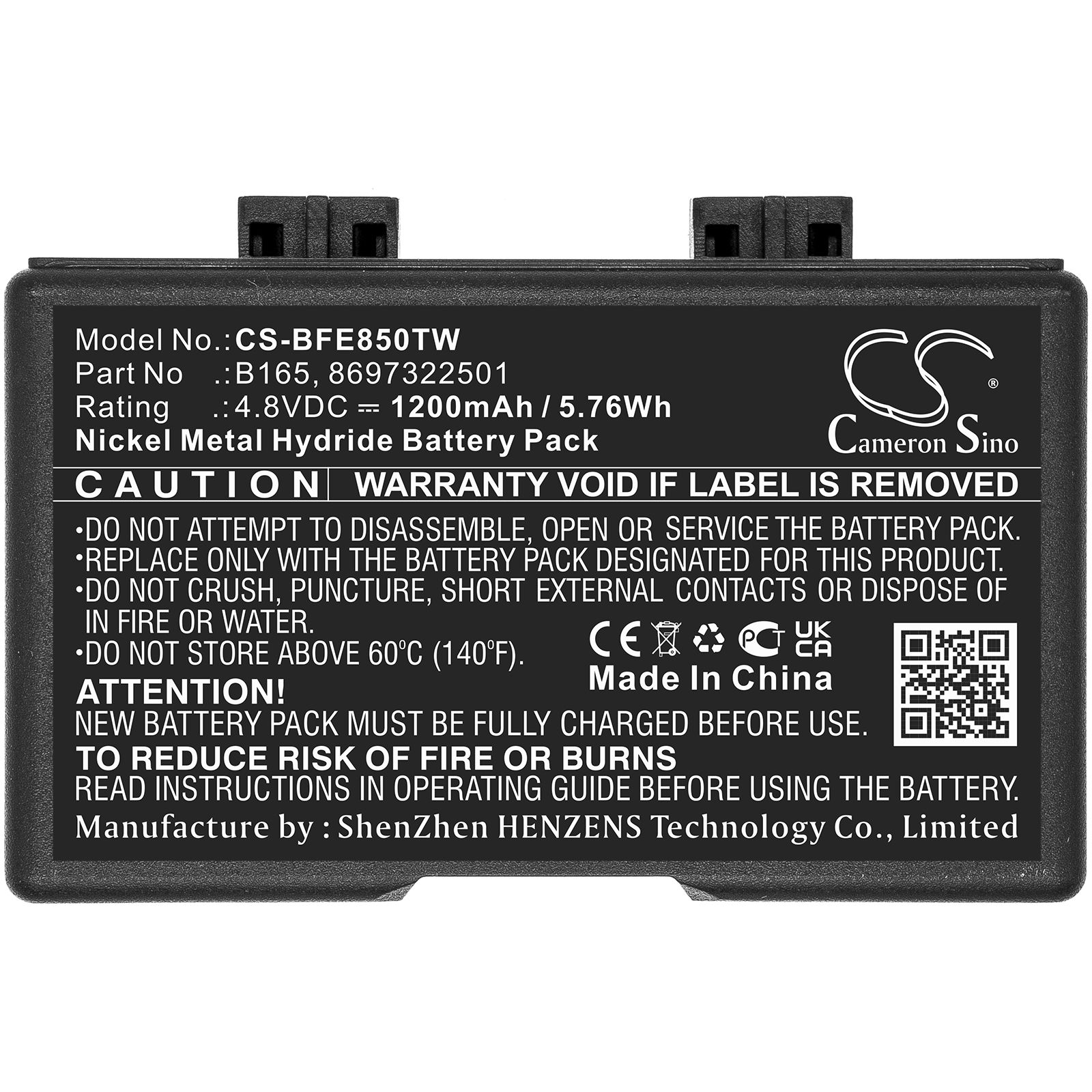 Ni-MH Battery fits Bosch, Hfe-165, Hfe-455, Hfe-85 4.8V, 1200mAh Two-Way Radio Cameron Sino Technology Limited