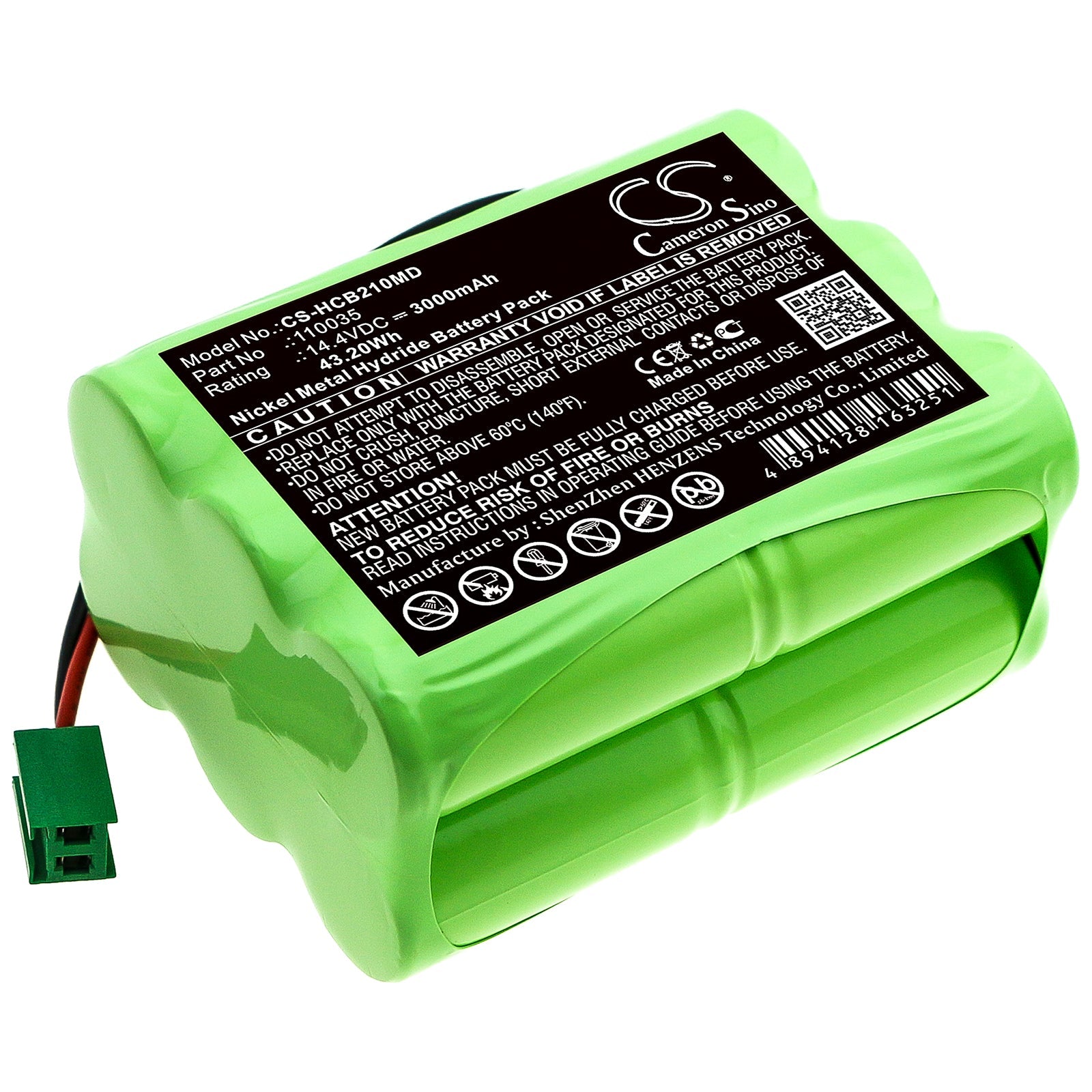 Ni-MH Battery fits Hellige, Scb2 Defibrillator 14.4V, 3000mAh Medical Cameron Sino Technology Limited