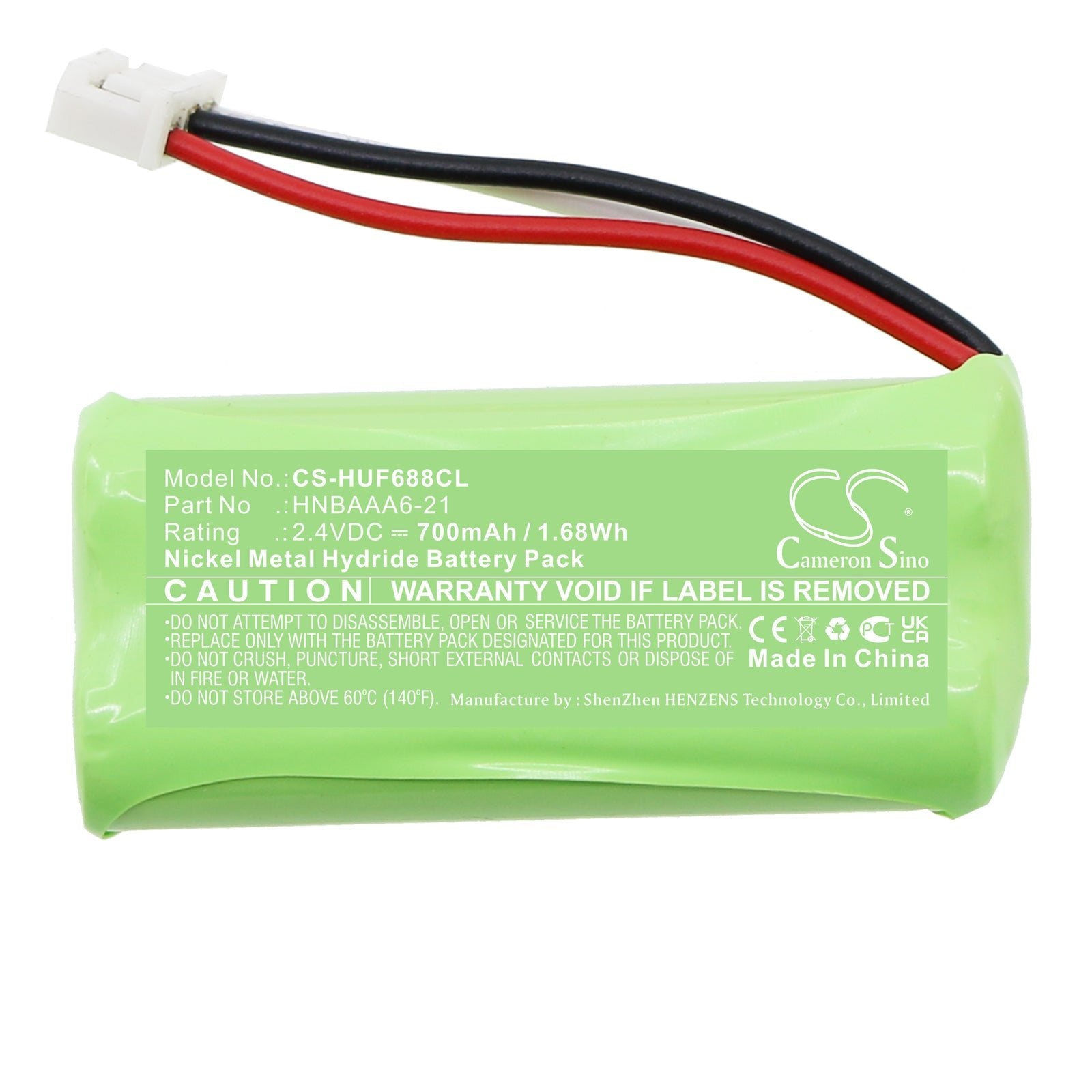 Ni-MH, Cordless Phone Battery fits Huawei F688, F688-20, 2.4V, 700mAh Cordless Phone Cameron Sino Technology Limited