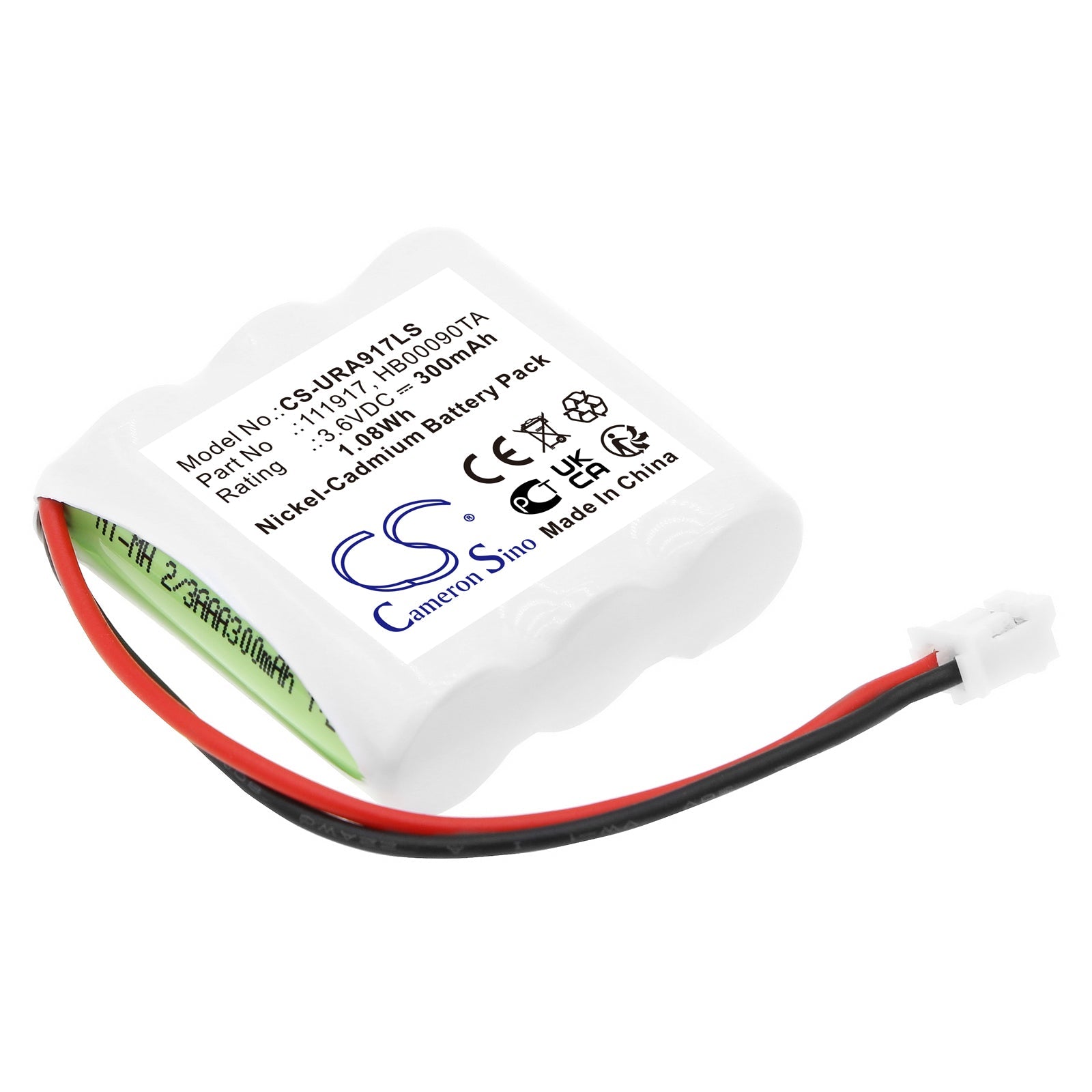 Ni-MH, Emergency Lighting Battery fits Ura 140130, 140131, 3.6V, 300mAh Emergency Lighting Cameron Sino Technology Limited